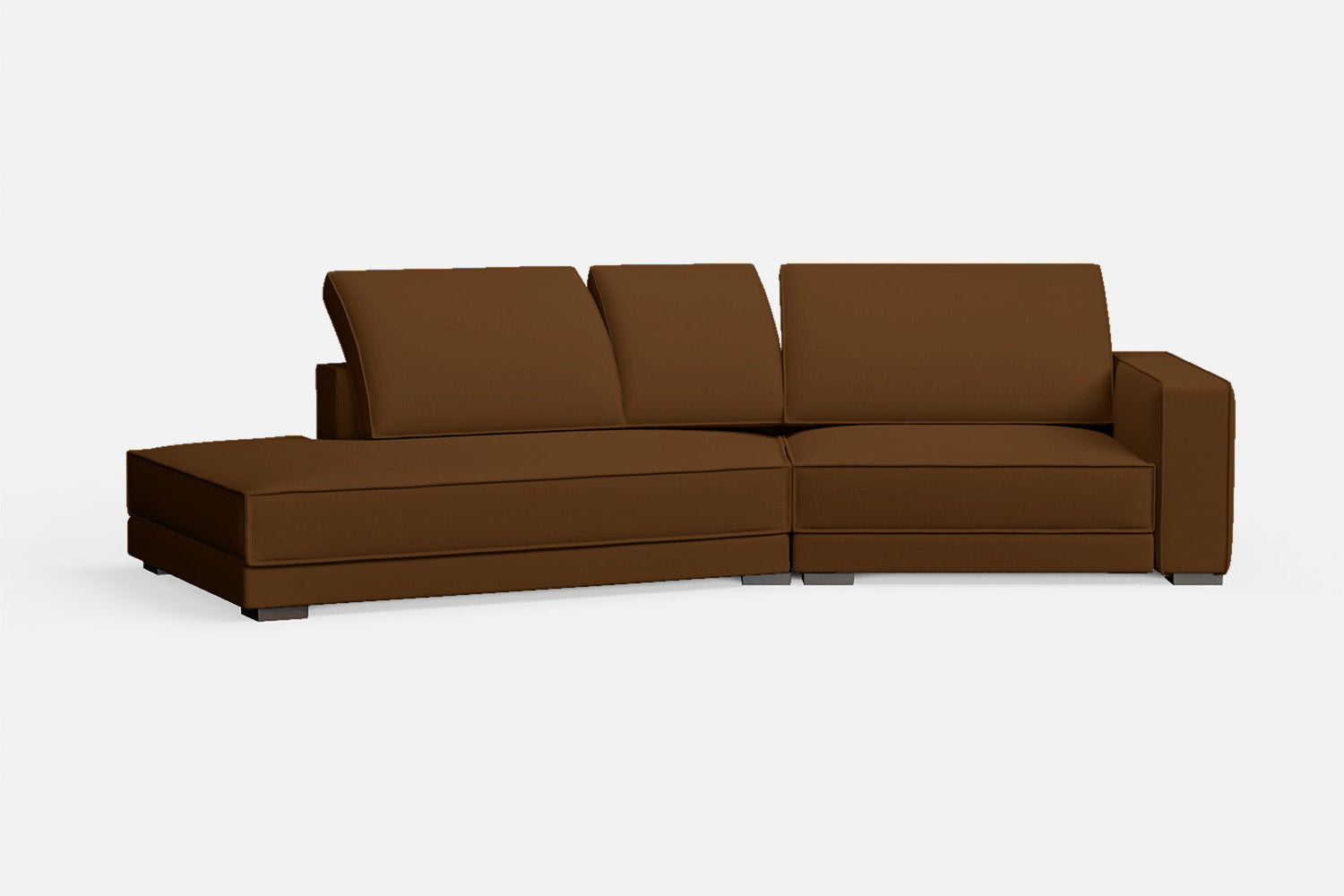 Bolzano 3 Seater Left Hand Facing Chaise Lounge Corner Sofa Walnut Brown Leather