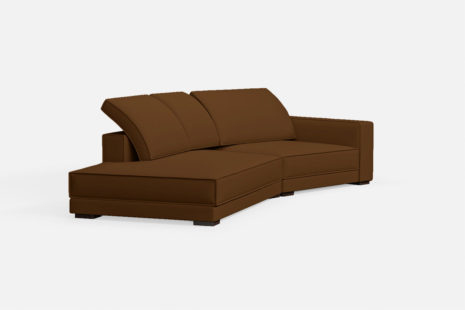 Bolzano 3 Seater Left Hand Facing Chaise Lounge Corner Sofa Walnut Brown Leather