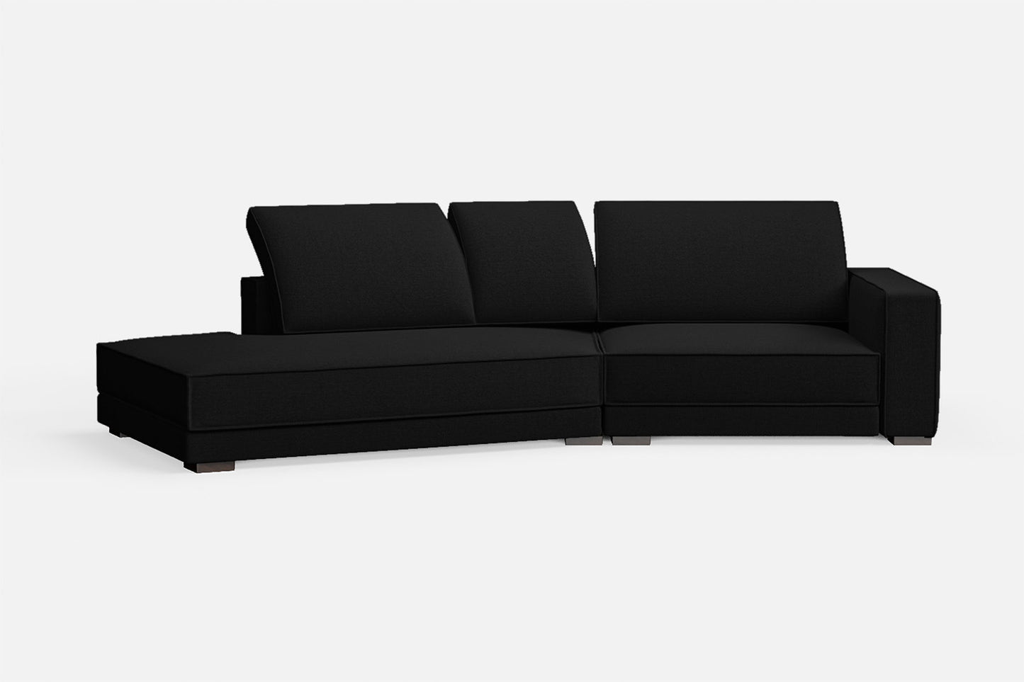 Bolzano 3 Seater Left Hand Facing Chaise Lounge Corner Sofa Black Linen Fabric