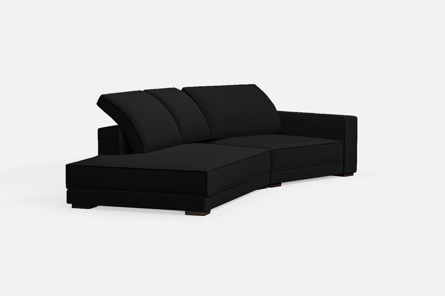 Bolzano 3 Seater Left Hand Facing Chaise Lounge Corner Sofa Black Linen Fabric