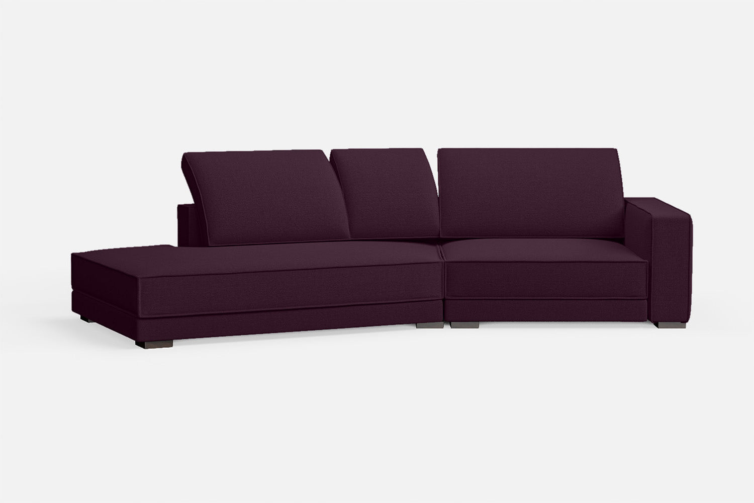 Bolzano 3 Seater Left Hand Facing Chaise Lounge Corner Sofa Purple Linen Fabric