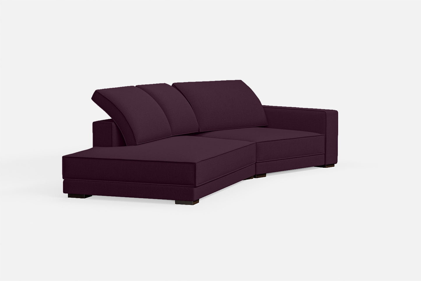 Bolzano 3 Seater Left Hand Facing Chaise Lounge Corner Sofa Purple Linen Fabric