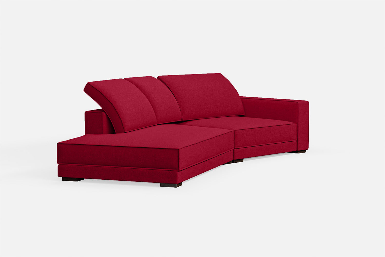 Bolzano 3 Seater Left Hand Facing Chaise Lounge Corner Sofa Red Linen Fabric