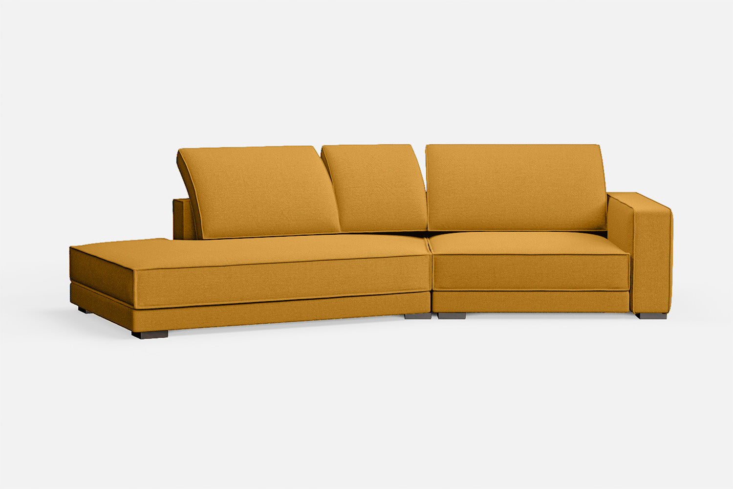 Bolzano 3 Seater Left Hand Facing Chaise Lounge Corner Sofa Yellow Linen Fabric