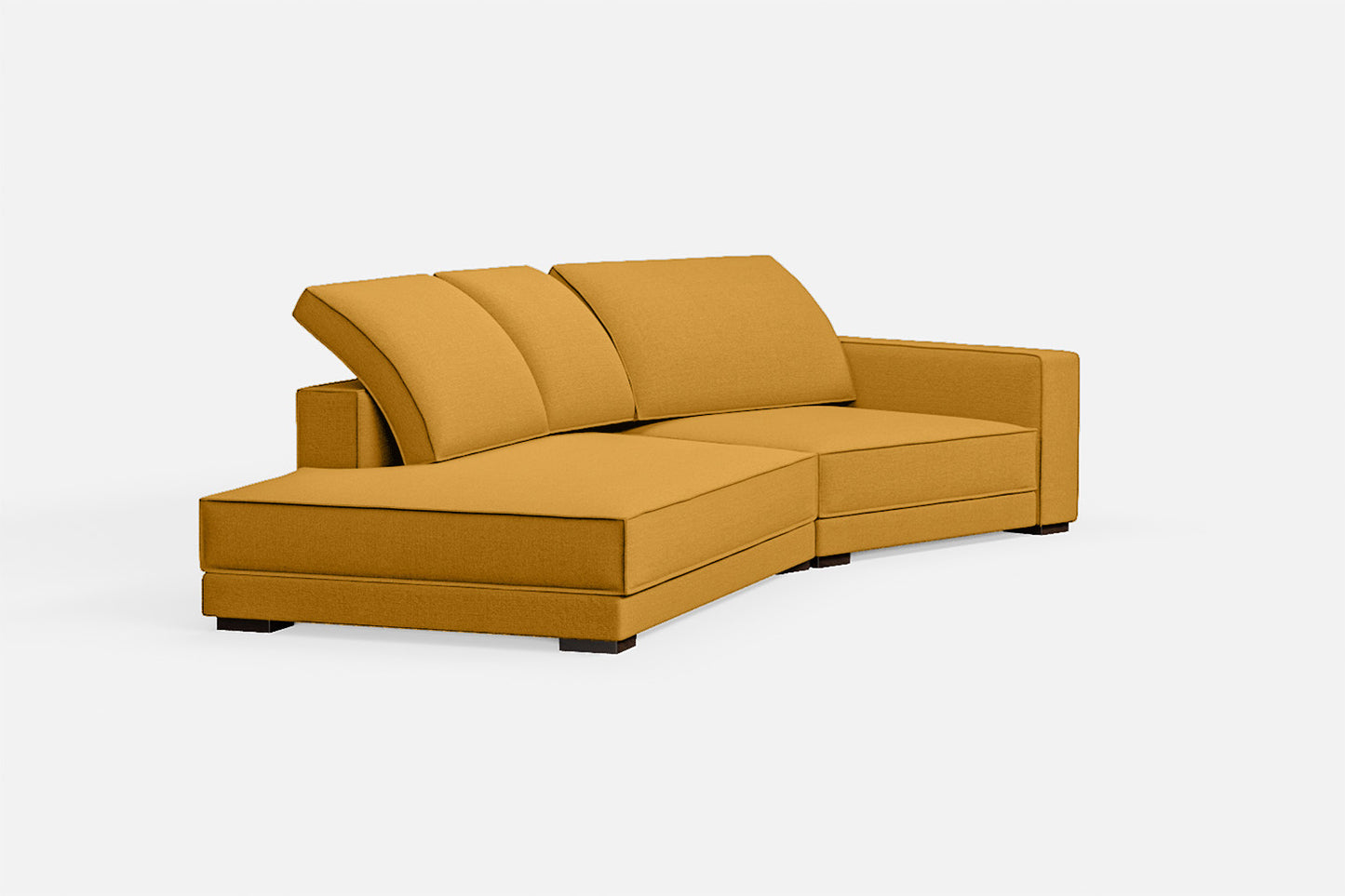 Bolzano 3 Seater Left Hand Facing Chaise Lounge Corner Sofa Yellow Linen Fabric