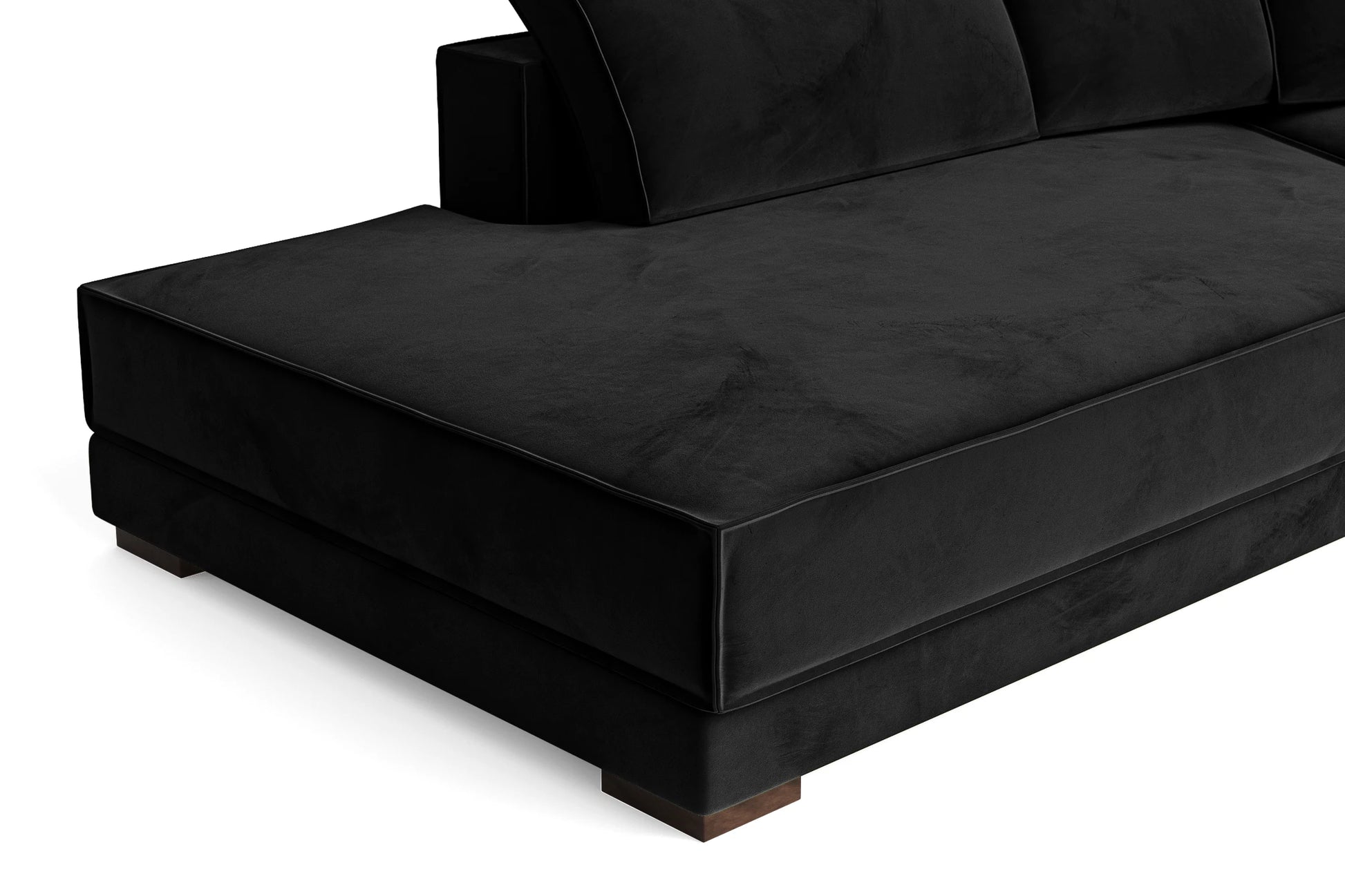 Bolzano 3 Seater Left Hand Facing Chaise Lounge Corner Sofa Black Velvet