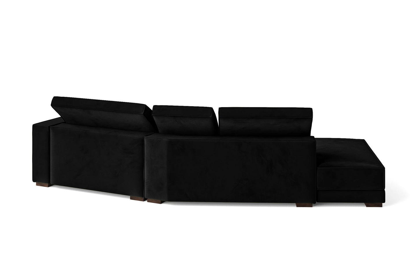 Bolzano 3 Seater Left Hand Facing Chaise Lounge Corner Sofa Black Velvet