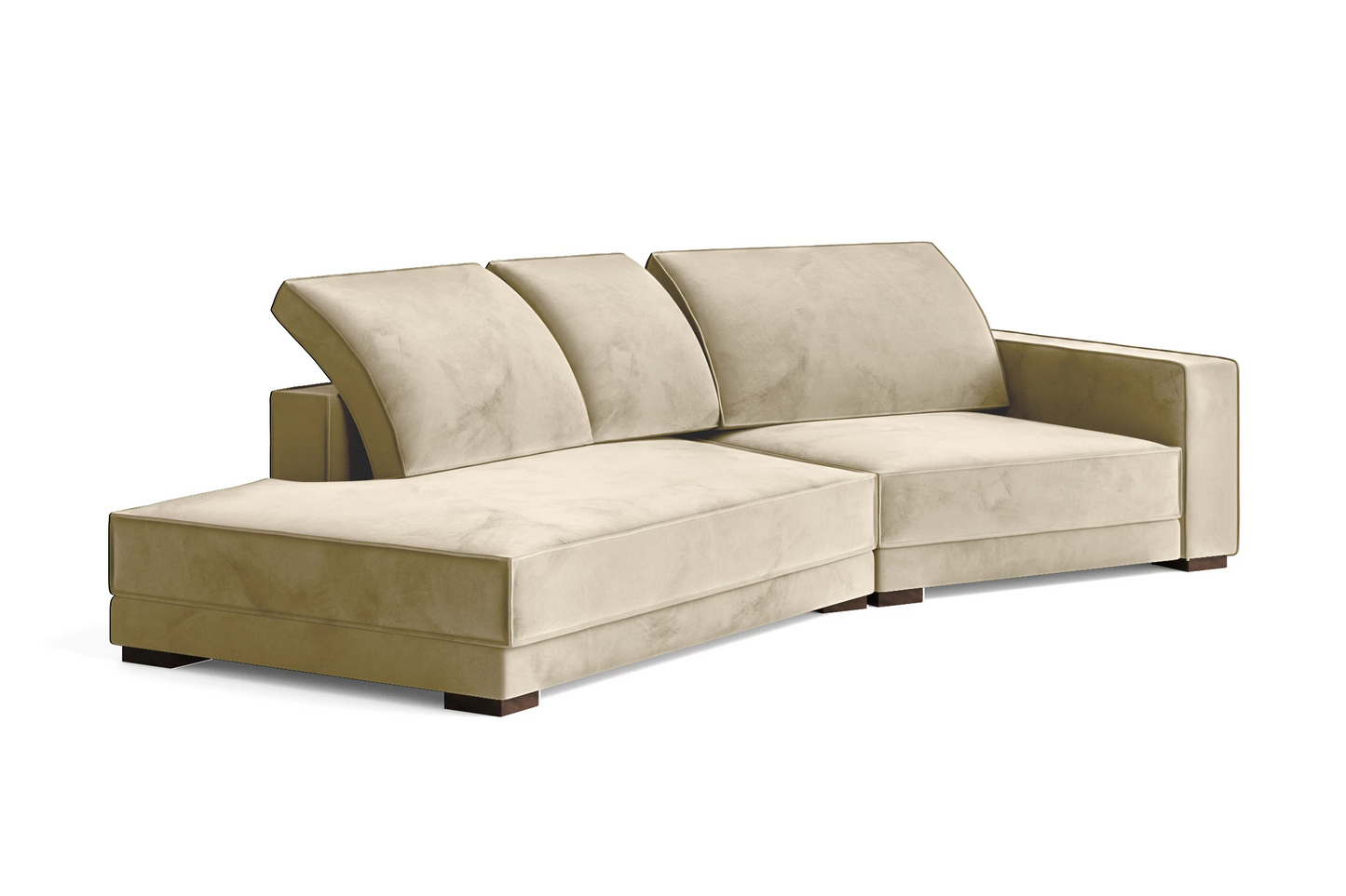 Bolzano 3 Seater Left Hand Facing Chaise Lounge Corner Sofa Cream Velvet