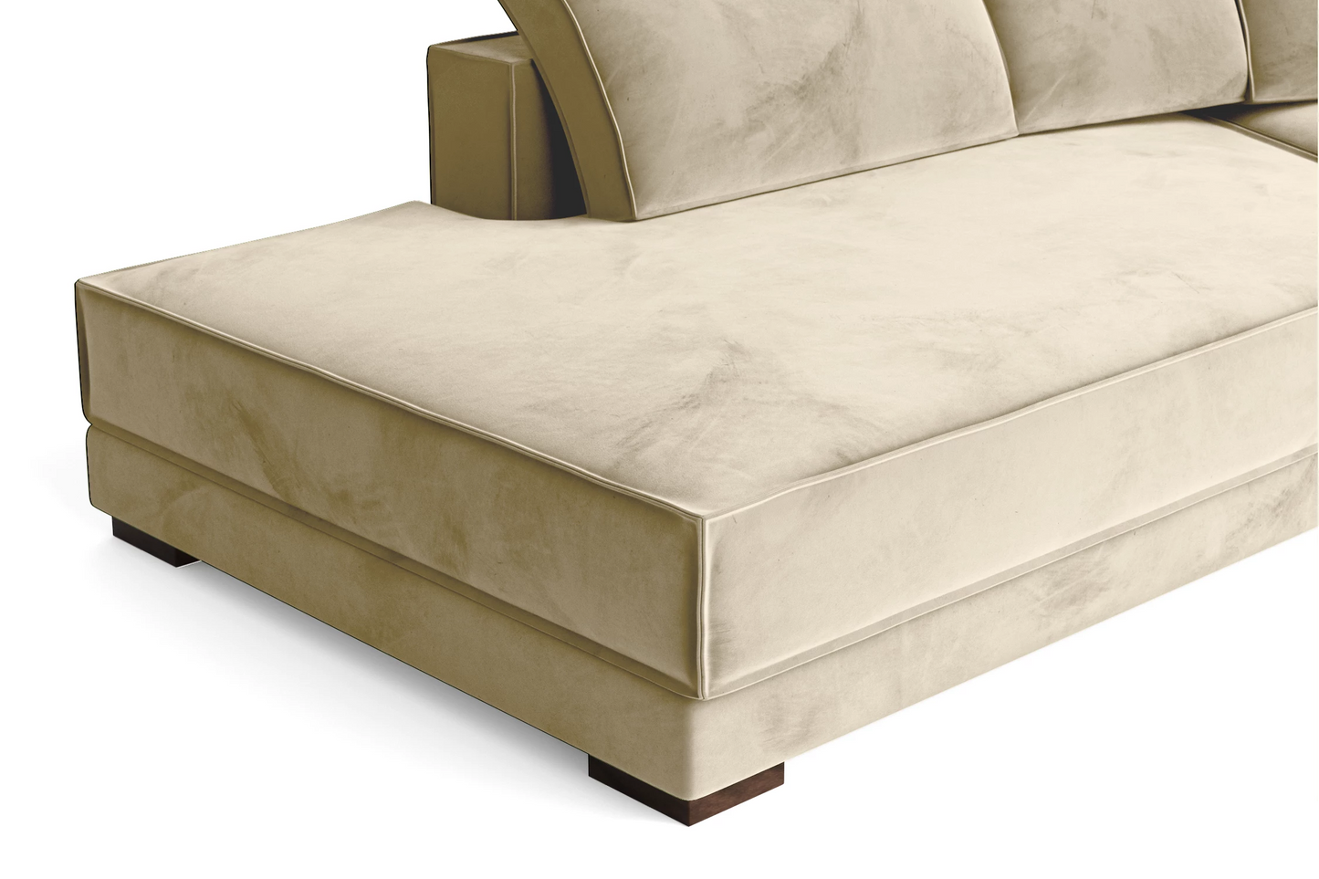 Bolzano 3 Seater Left Hand Facing Chaise Lounge Corner Sofa Cream Velvet