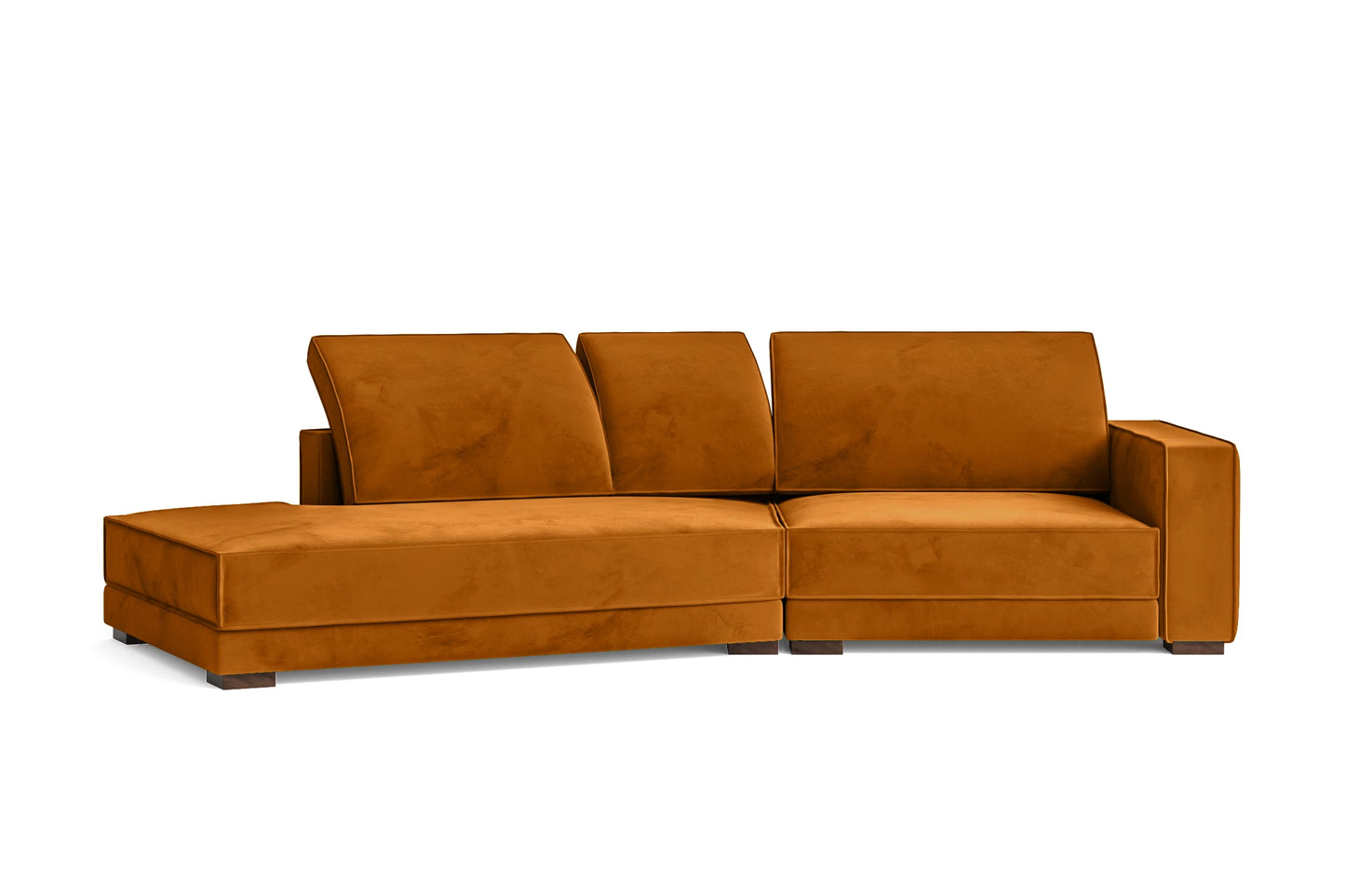 Bolzano 3 Seater Left Hand Facing Chaise Lounge Corner Sofa Gold Velvet