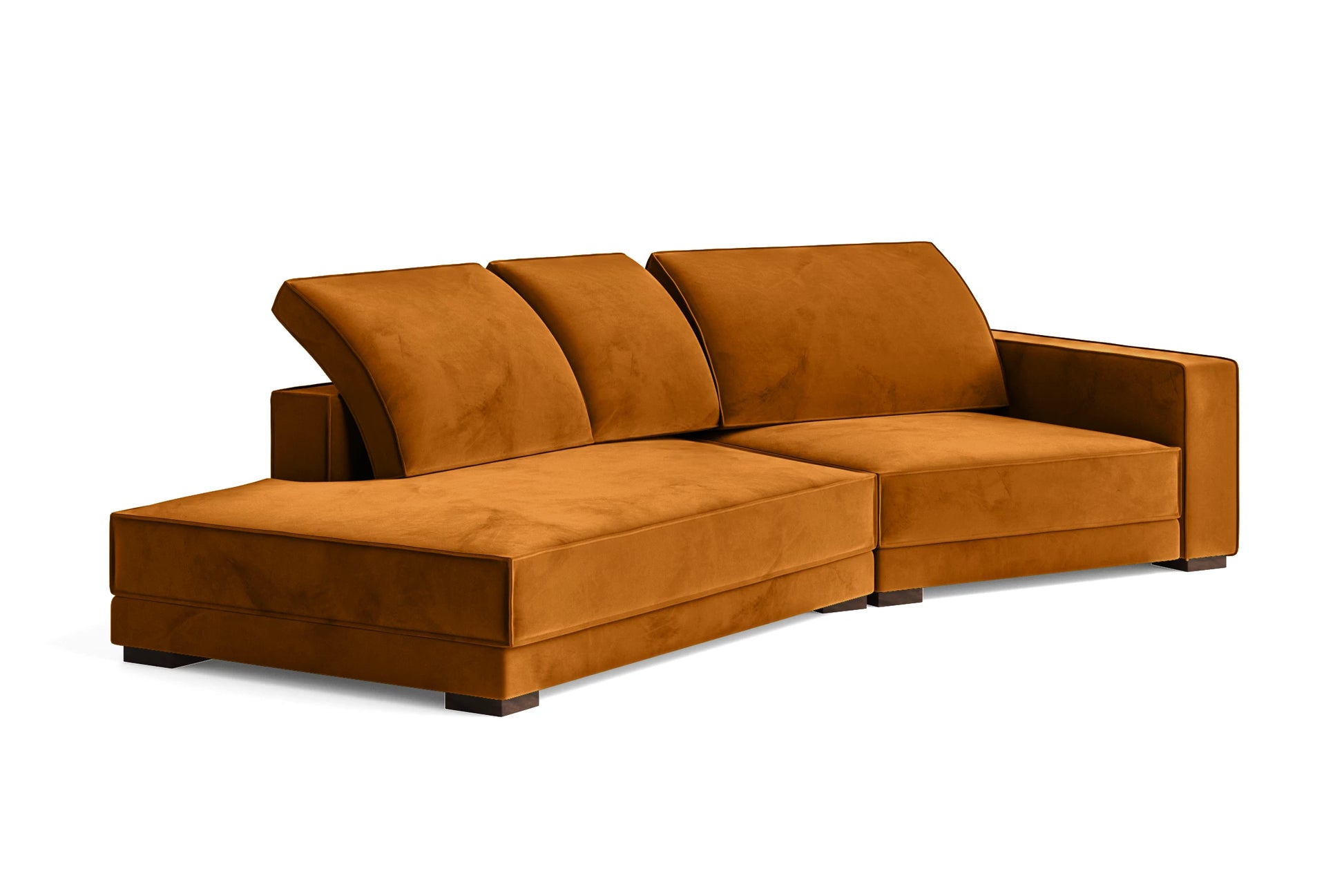 Bolzano 3 Seater Left Hand Facing Chaise Lounge Corner Sofa Gold Velvet