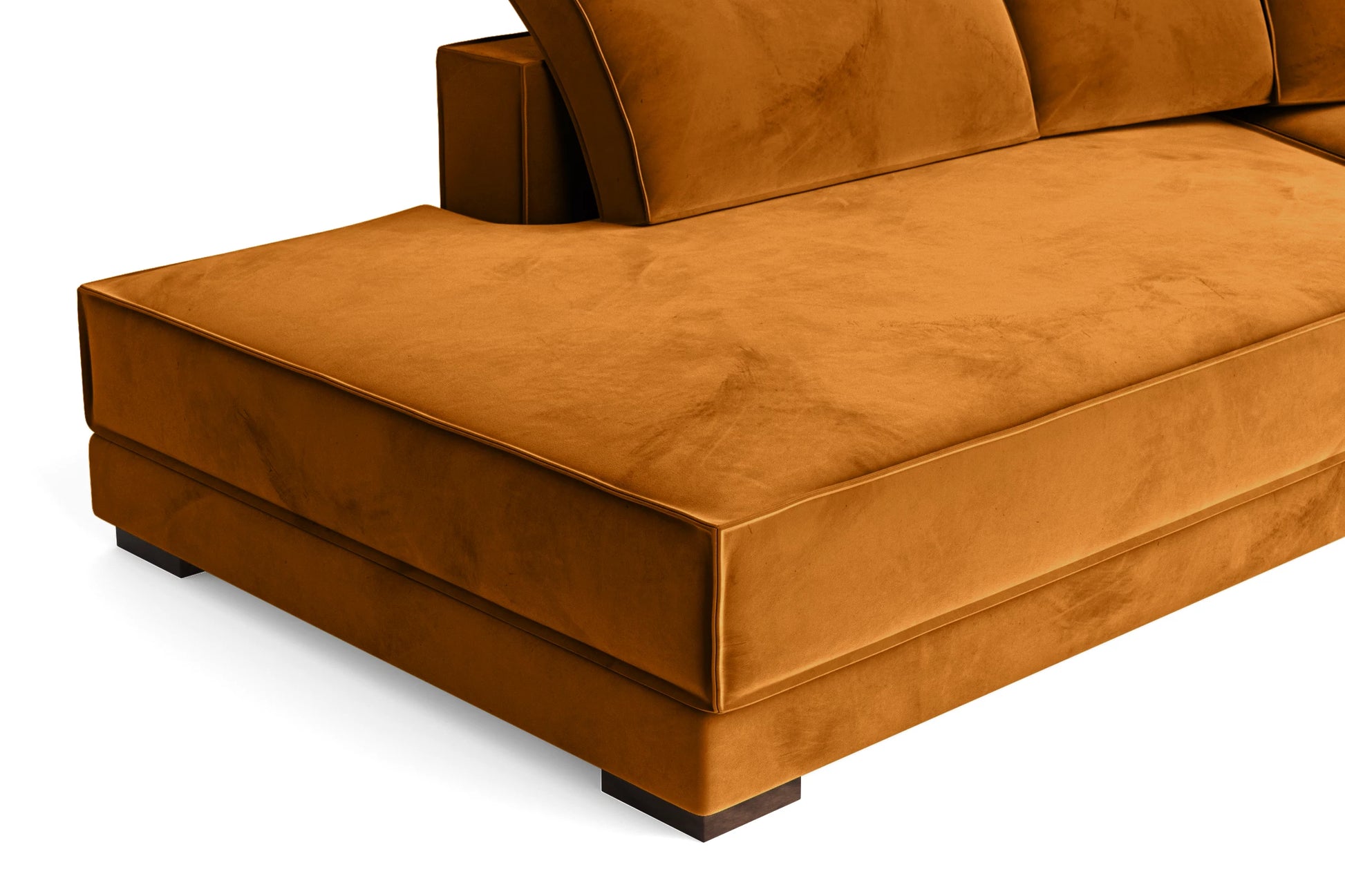 Bolzano 3 Seater Left Hand Facing Chaise Lounge Corner Sofa Gold Velvet