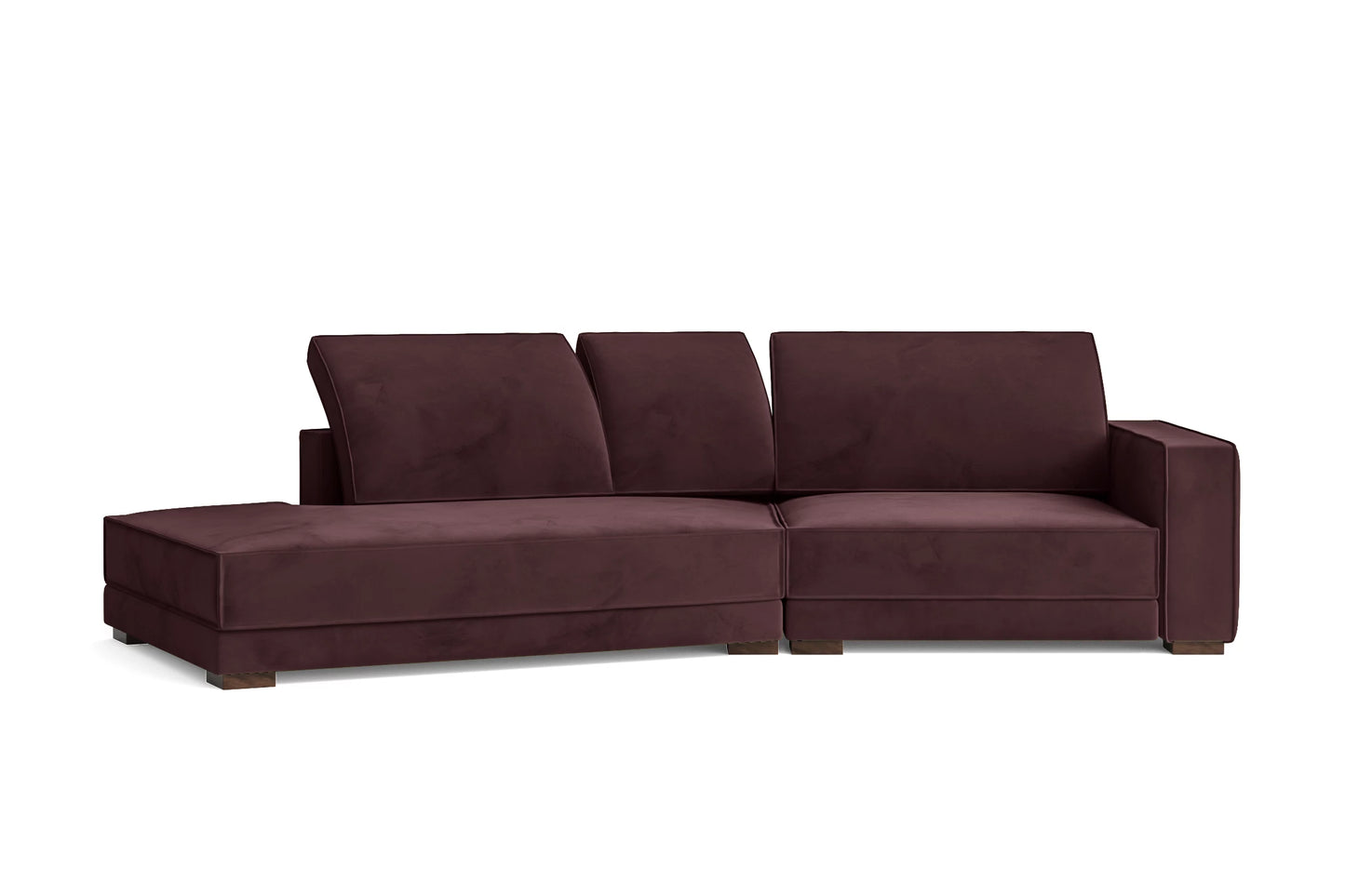 Bolzano 3 Seater Left Hand Facing Chaise Lounge Corner Sofa Grape Velvet