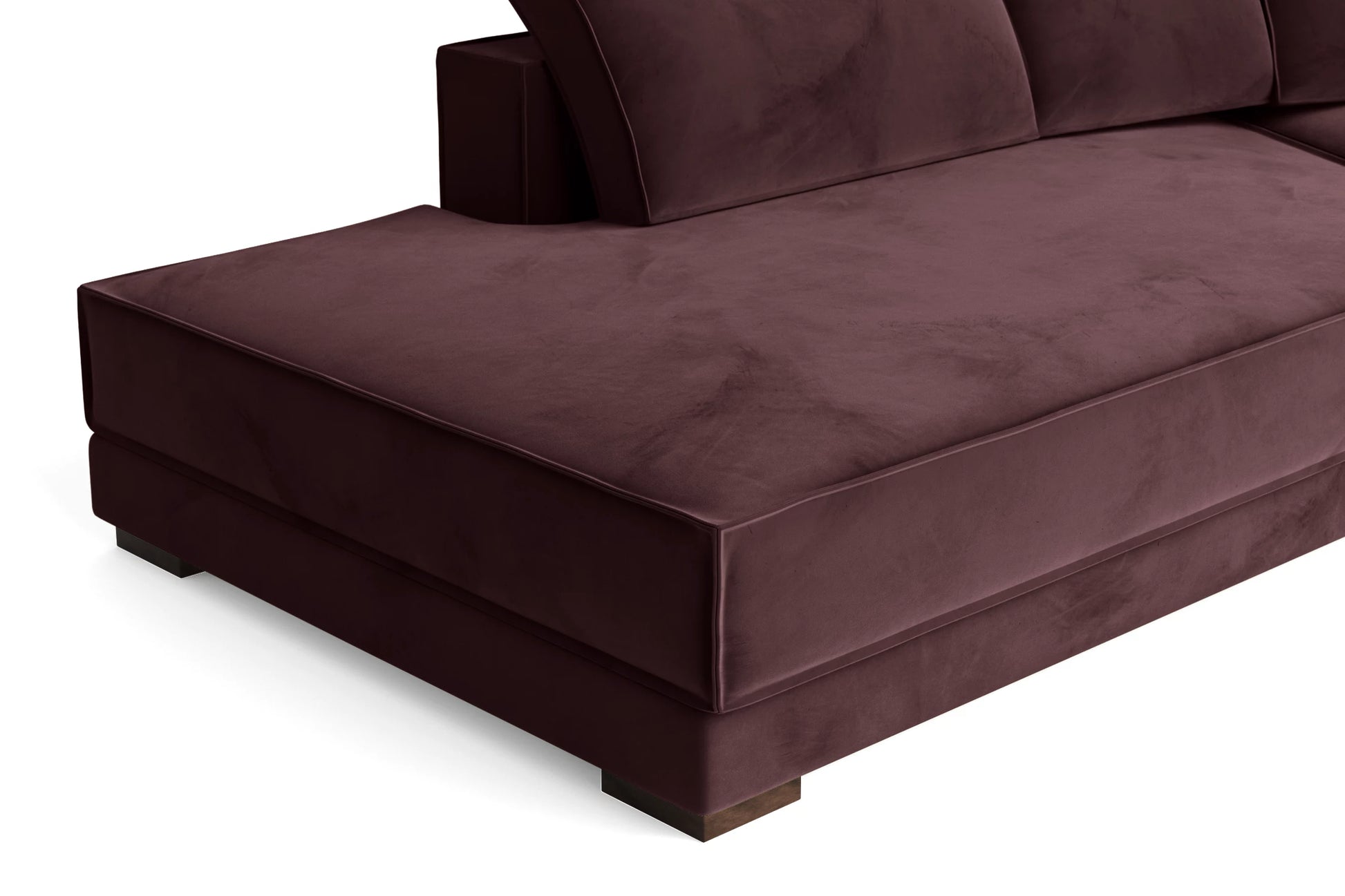 Bolzano 3 Seater Left Hand Facing Chaise Lounge Corner Sofa Grape Velvet