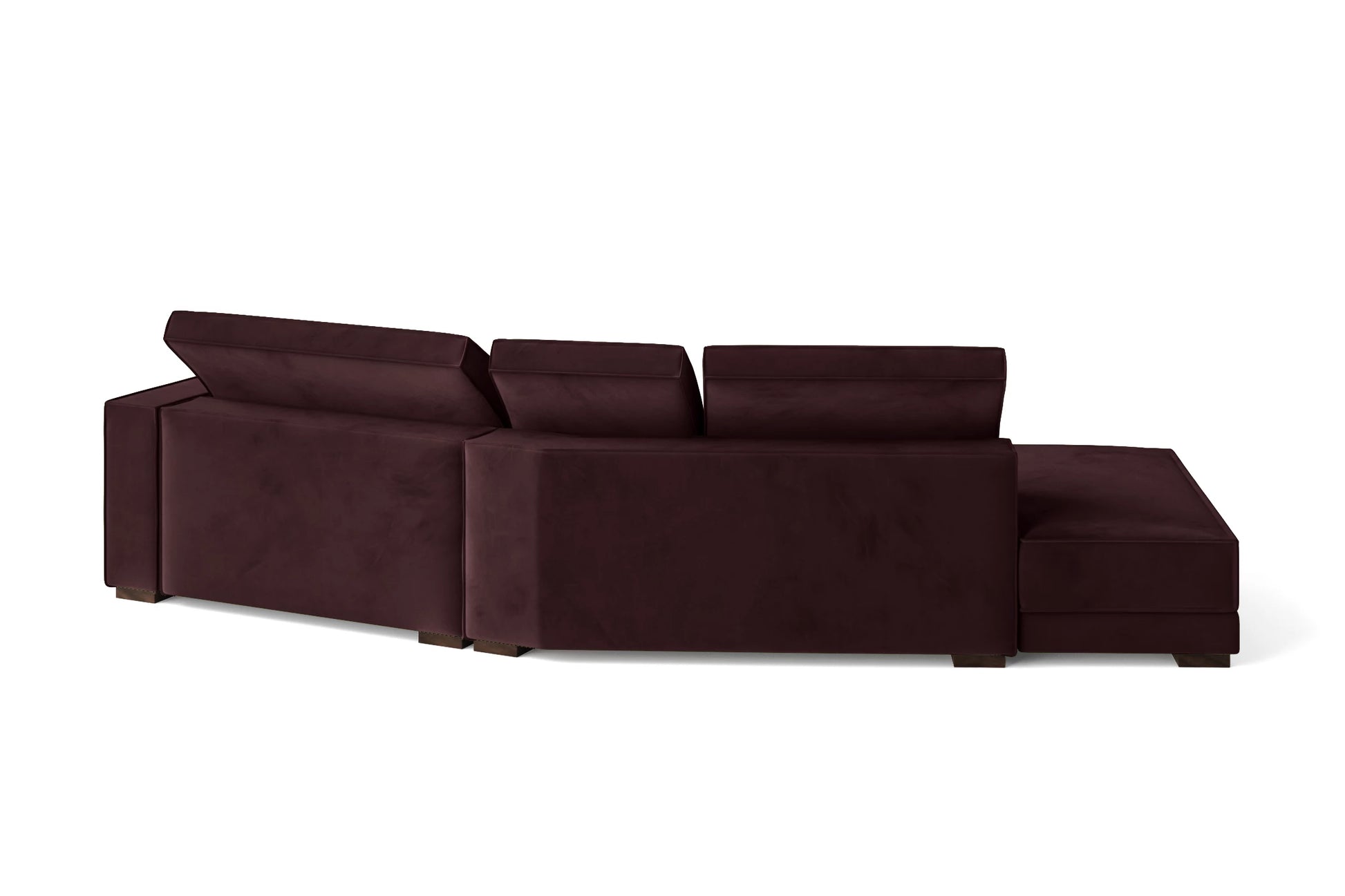 Bolzano 3 Seater Left Hand Facing Chaise Lounge Corner Sofa Grape Velvet