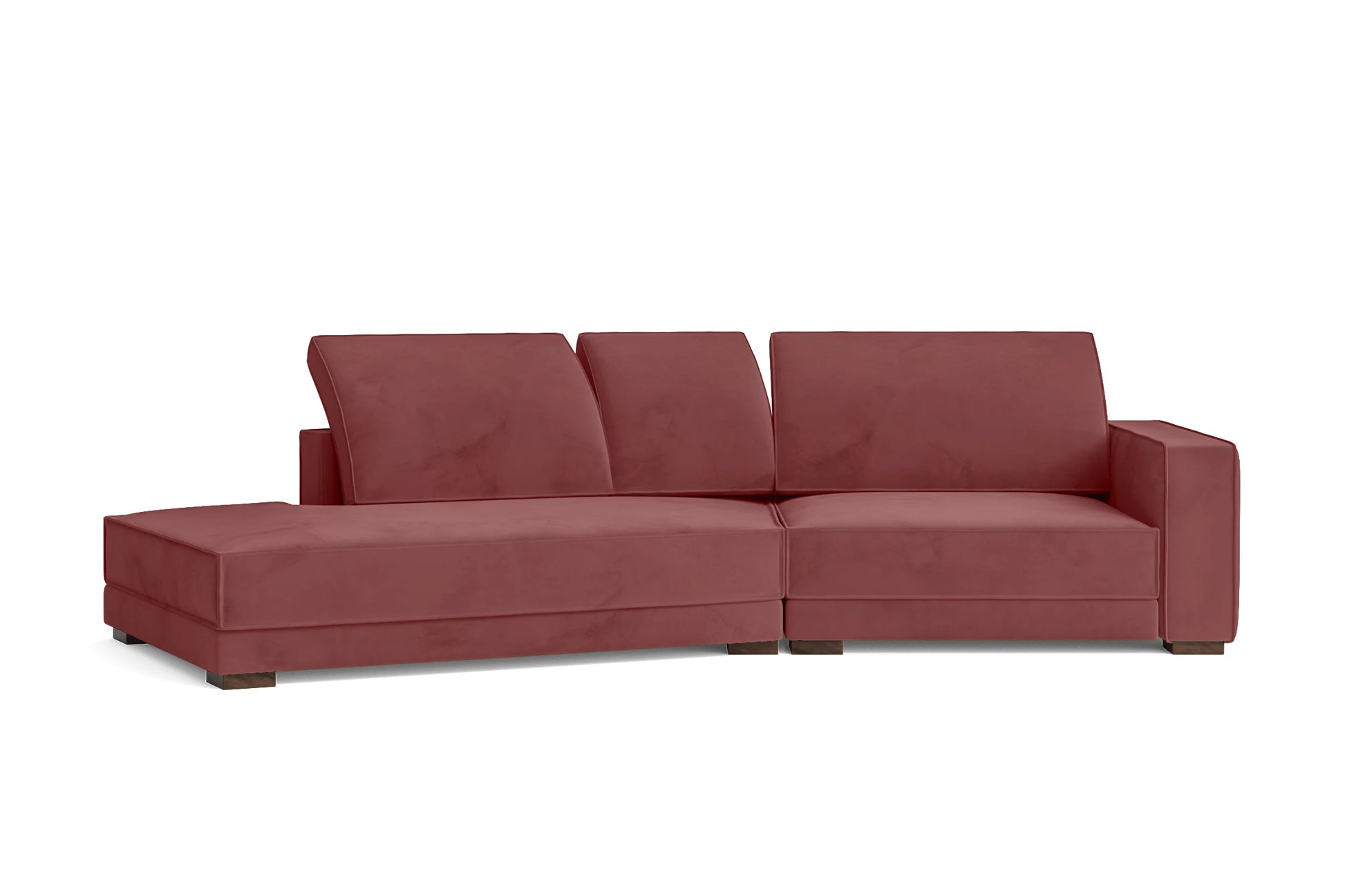 Bolzano 3 Seater Left Hand Facing Chaise Lounge Corner Sofa Pink Velvet