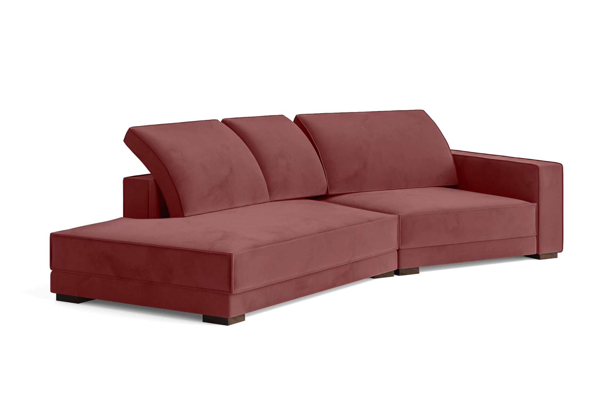 Bolzano 3 Seater Left Hand Facing Chaise Lounge Corner Sofa Pink Velvet