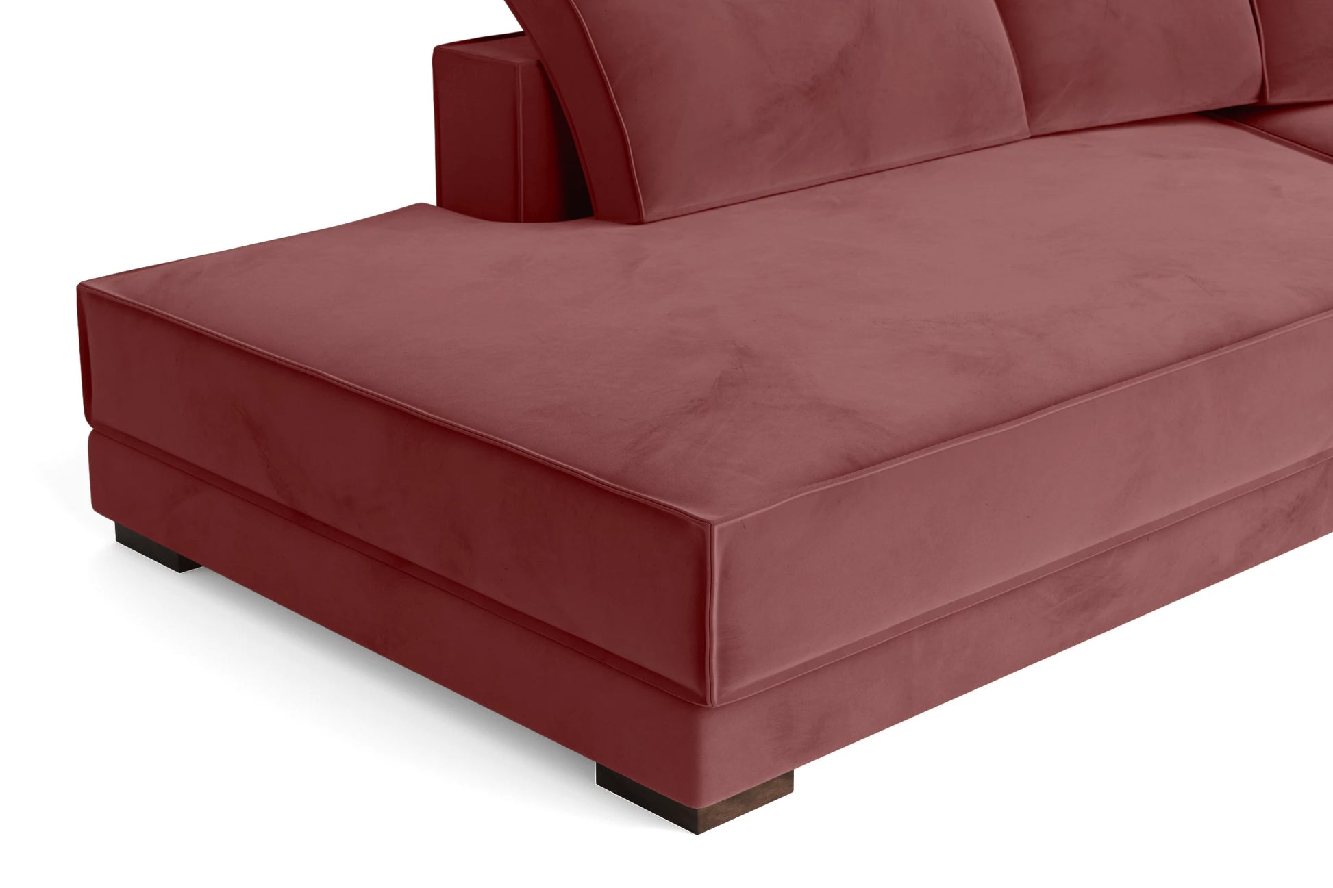 Bolzano 3 Seater Left Hand Facing Chaise Lounge Corner Sofa Pink Velvet