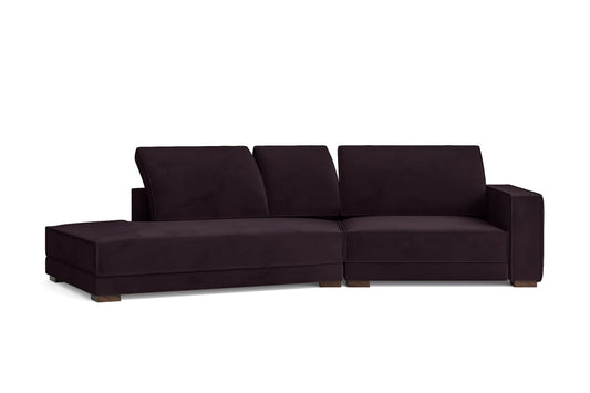 Bolzano 3 Seater Left Hand Facing Chaise Lounge Corner Sofa Purple Velvet