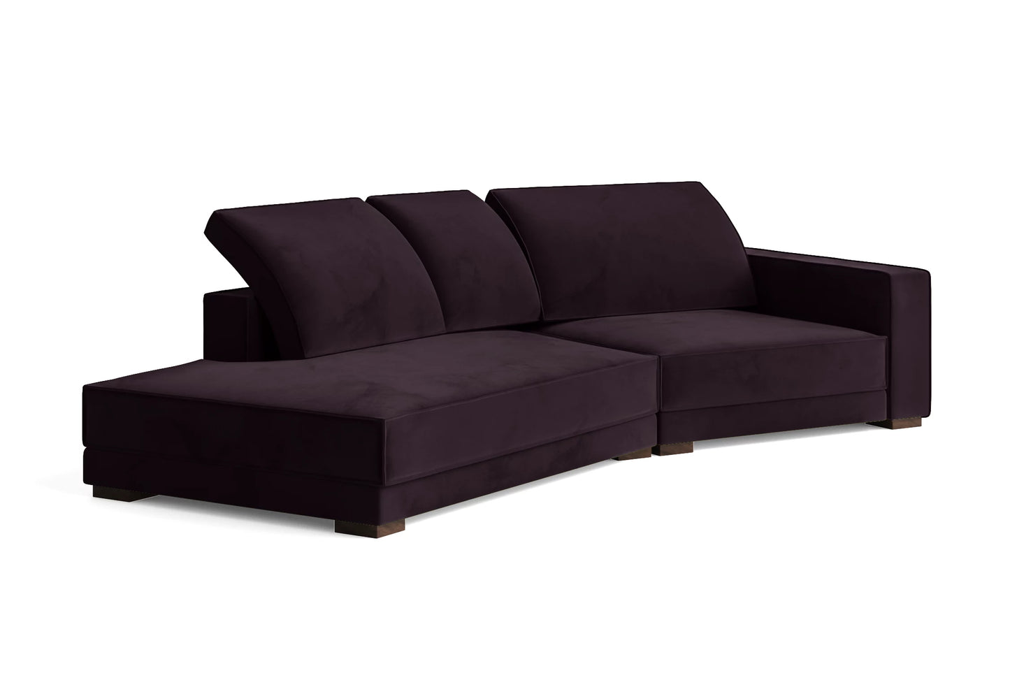 Bolzano 3 Seater Left Hand Facing Chaise Lounge Corner Sofa Purple Velvet