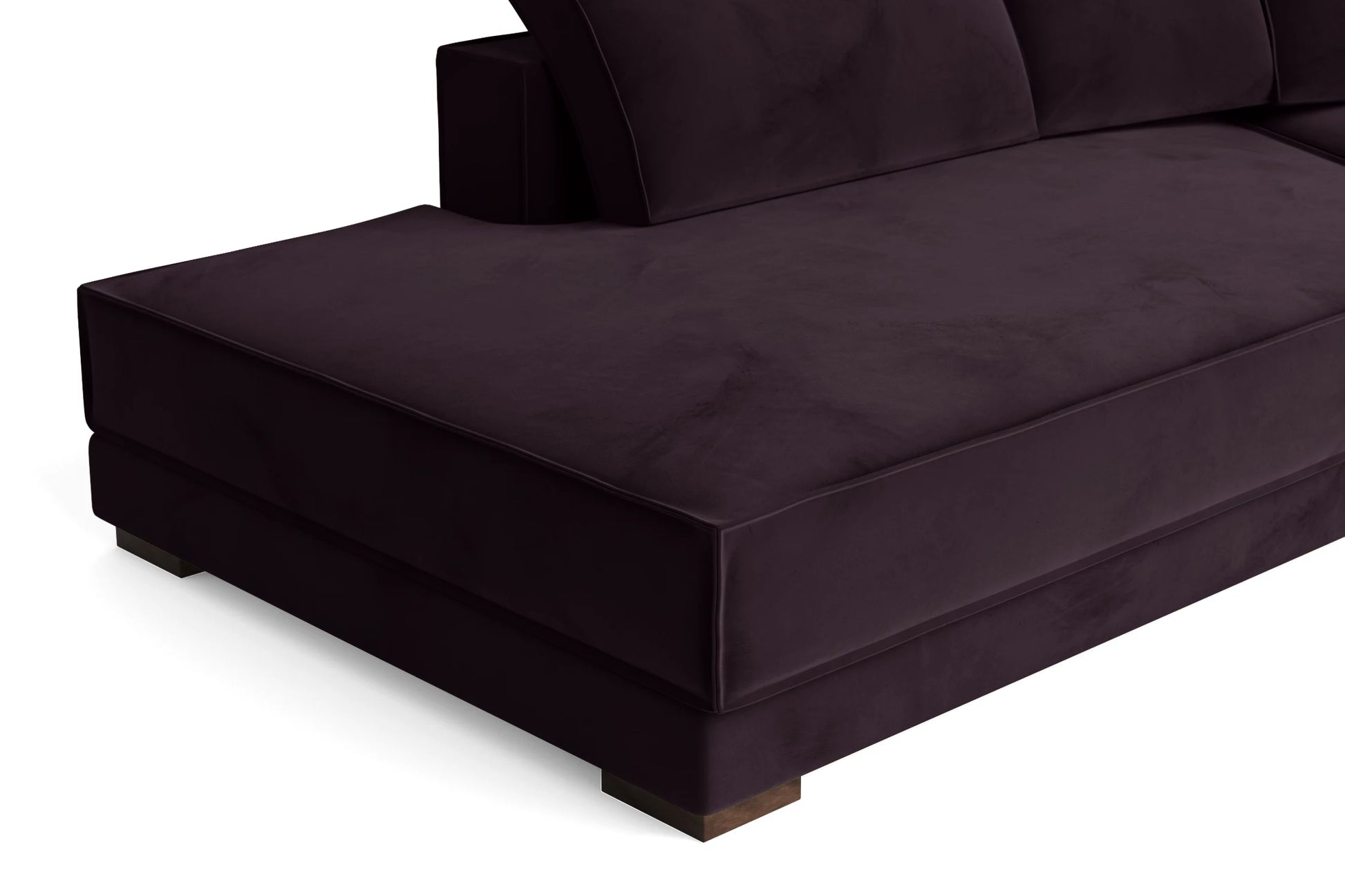 Bolzano 3 Seater Left Hand Facing Chaise Lounge Corner Sofa Purple Velvet