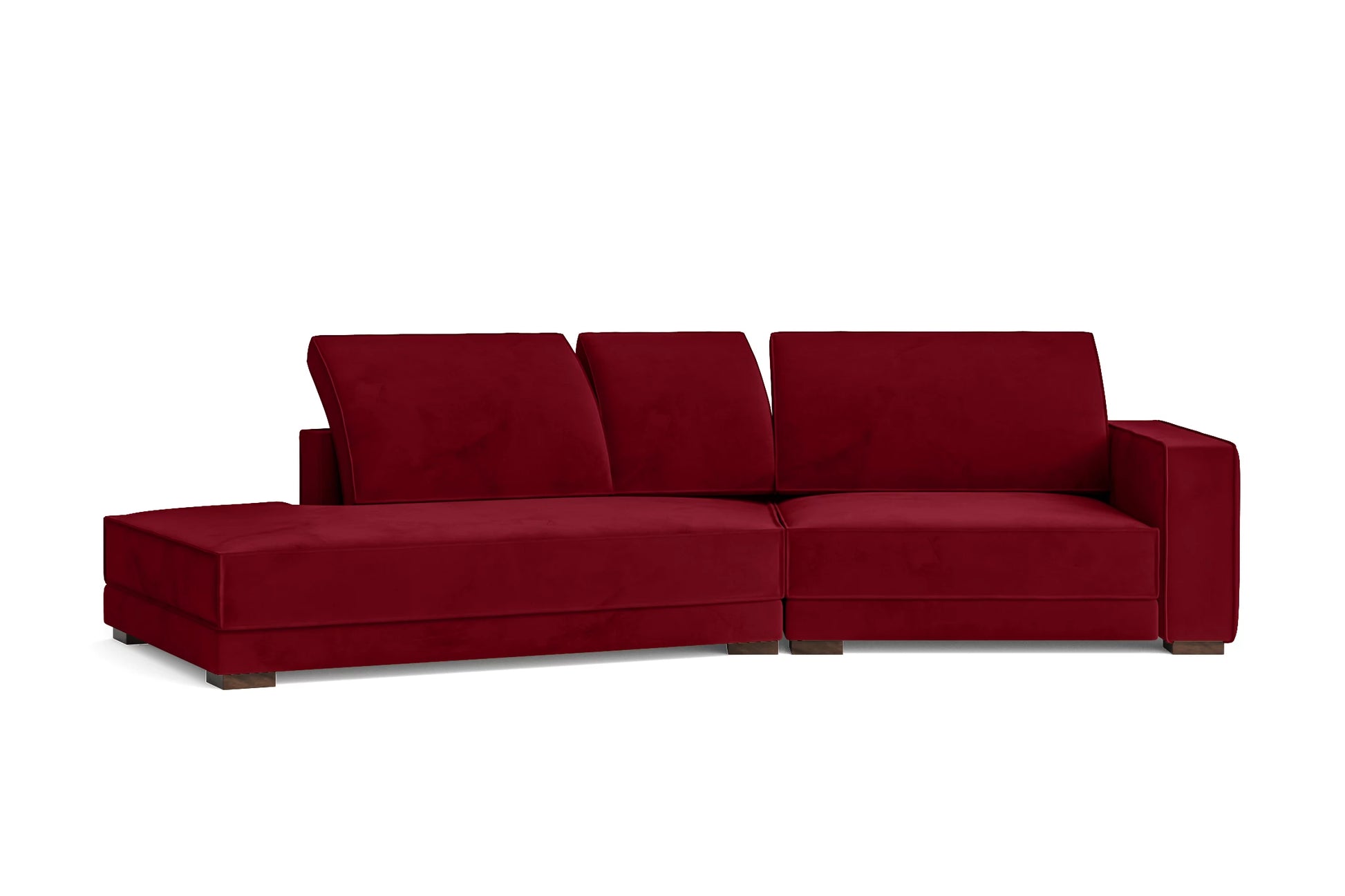 Bolzano 3 Seater Left Hand Facing Chaise Lounge Corner Sofa Red Velvet