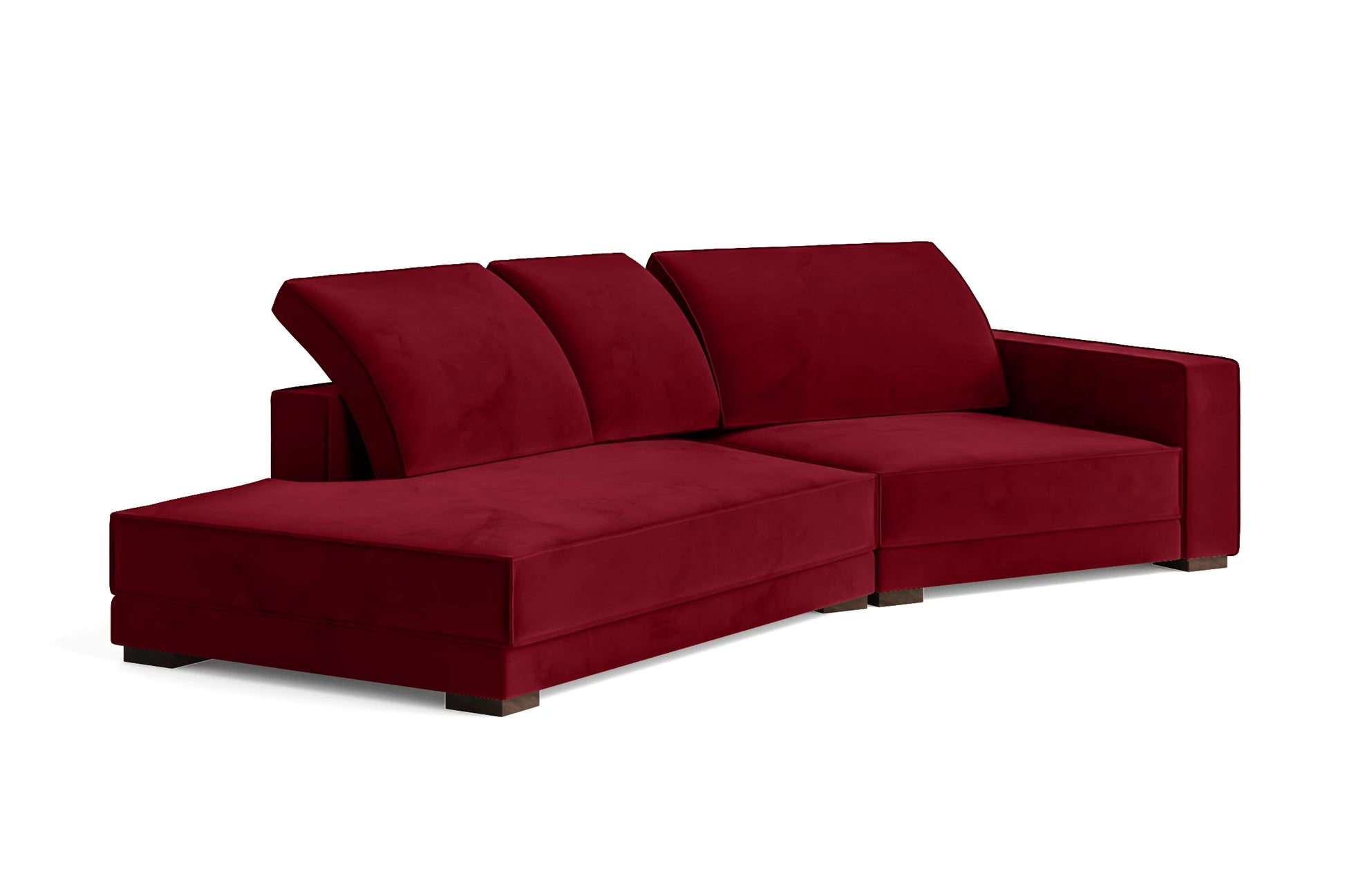 Bolzano 3 Seater Left Hand Facing Chaise Lounge Corner Sofa Red Velvet