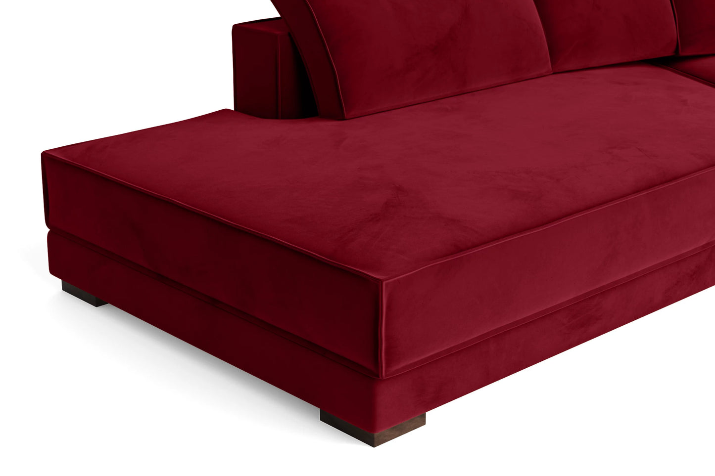 Bolzano 3 Seater Left Hand Facing Chaise Lounge Corner Sofa Red Velvet