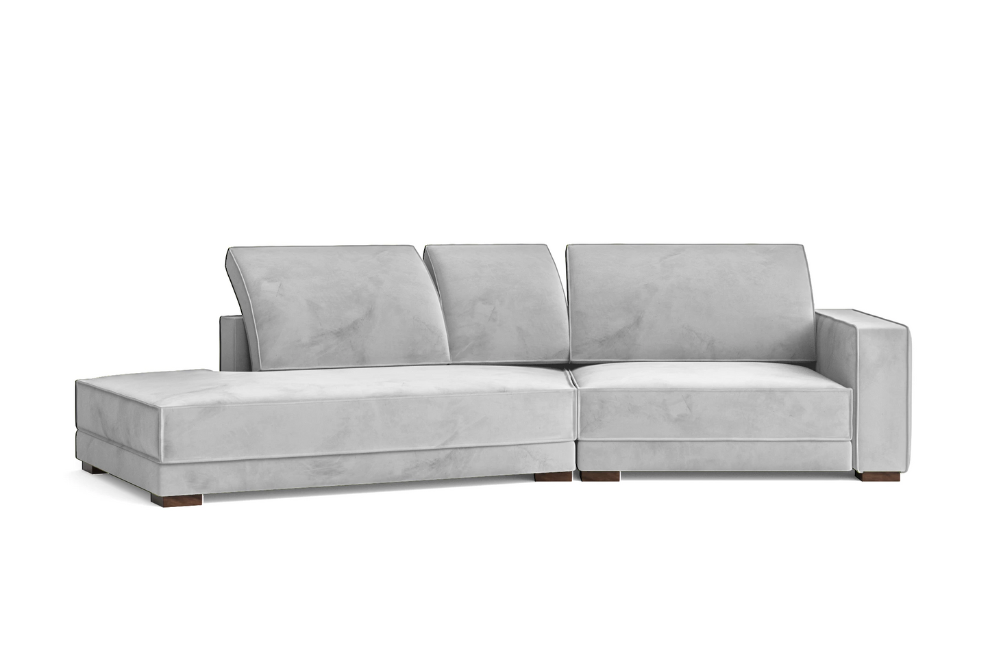 Bolzano 3 Seater Left Hand Facing Chaise Lounge Corner Sofa White Velvet