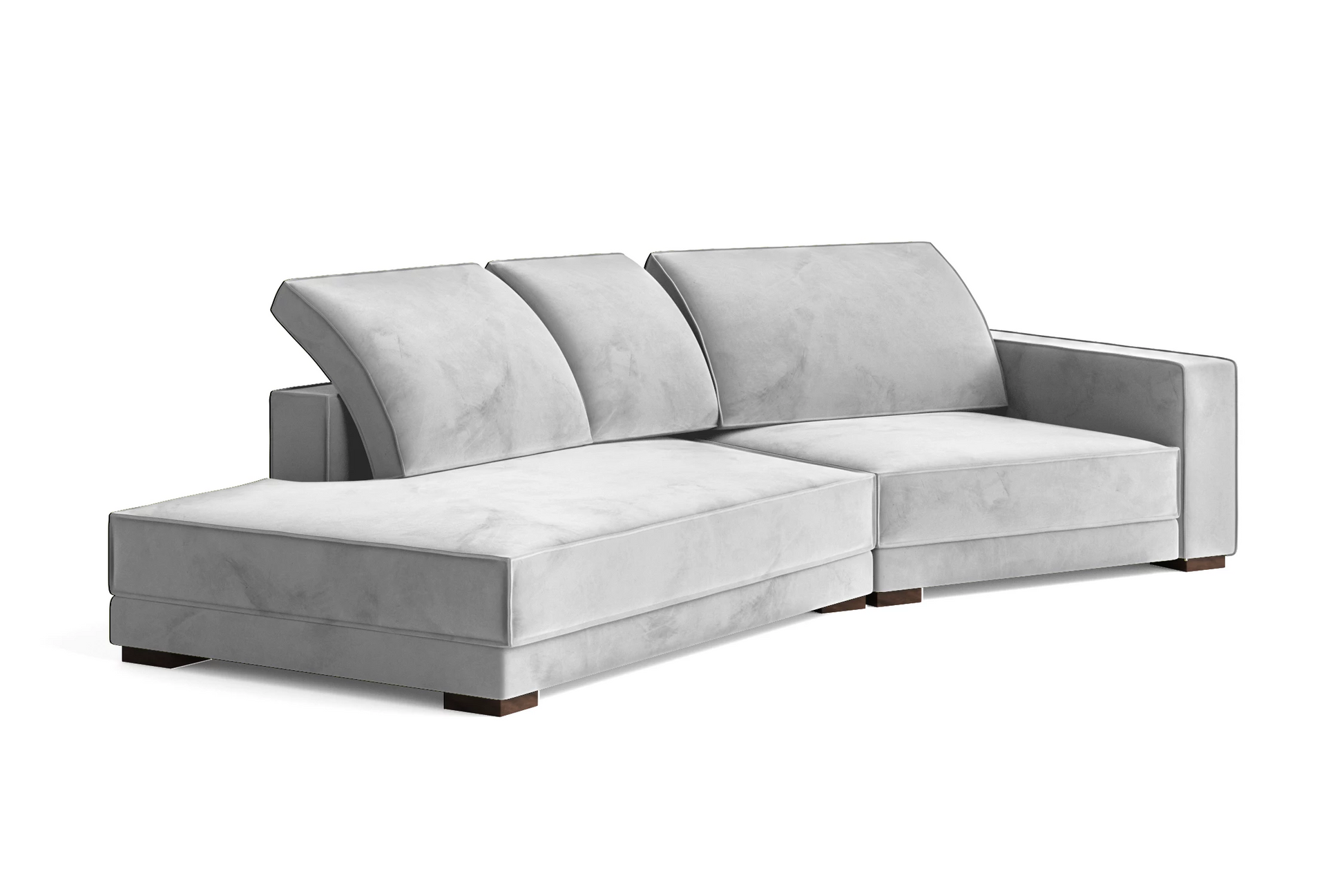 Bolzano 3 Seater Left Hand Facing Chaise Lounge Corner Sofa White Velvet