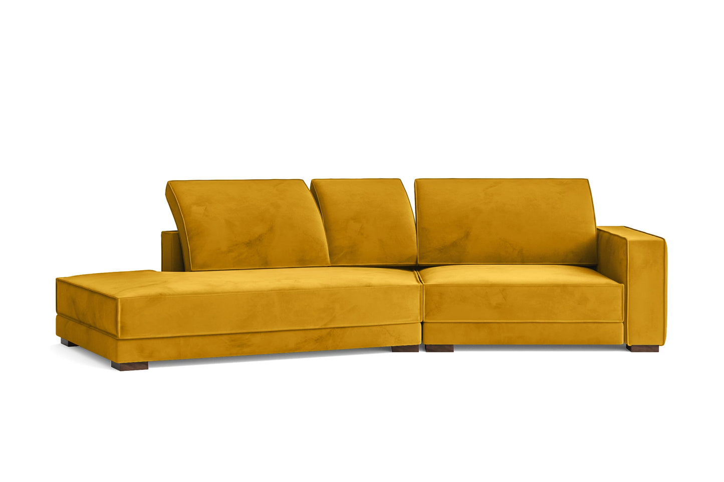 Bolzano 3 Seater Left Hand Facing Chaise Lounge Corner Sofa Yellow Velvet