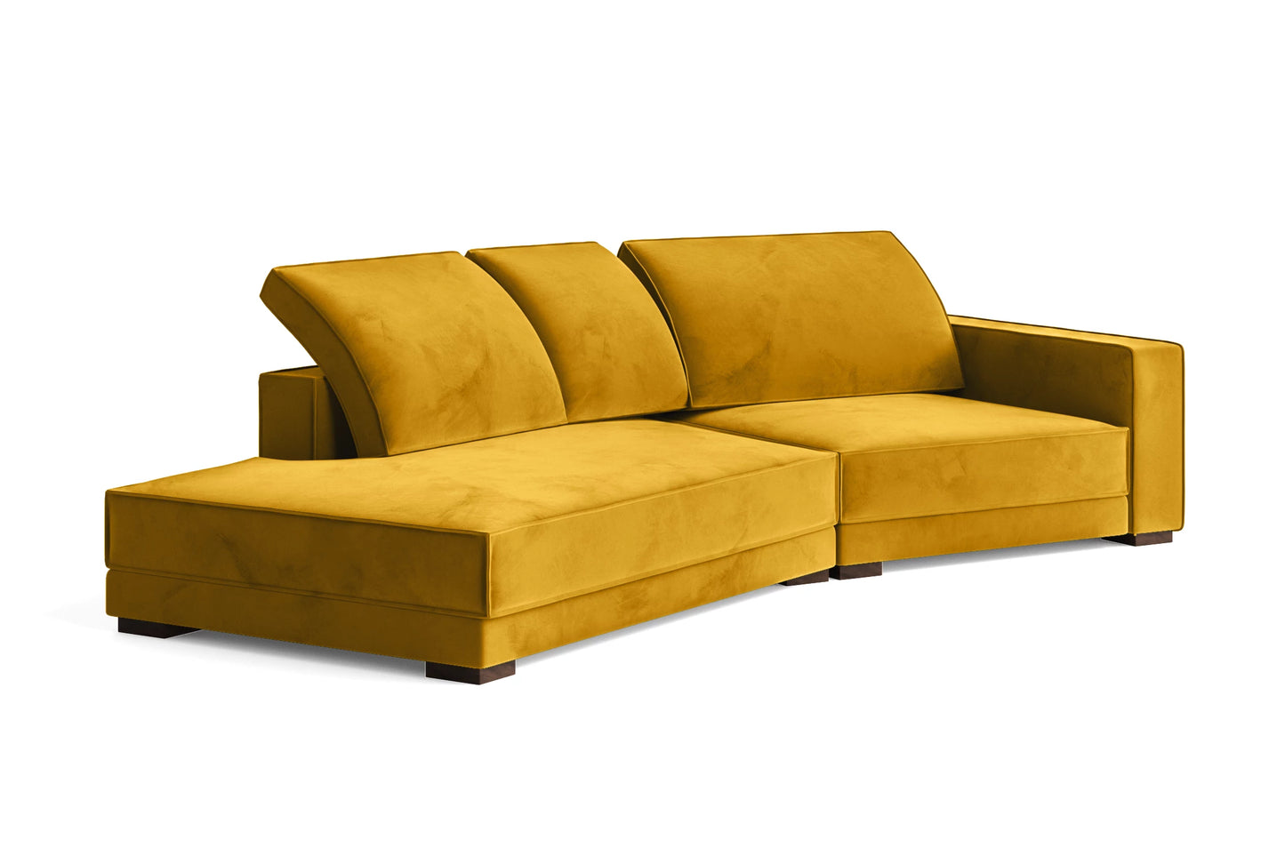 Bolzano 3 Seater Left Hand Facing Chaise Lounge Corner Sofa Yellow Velvet