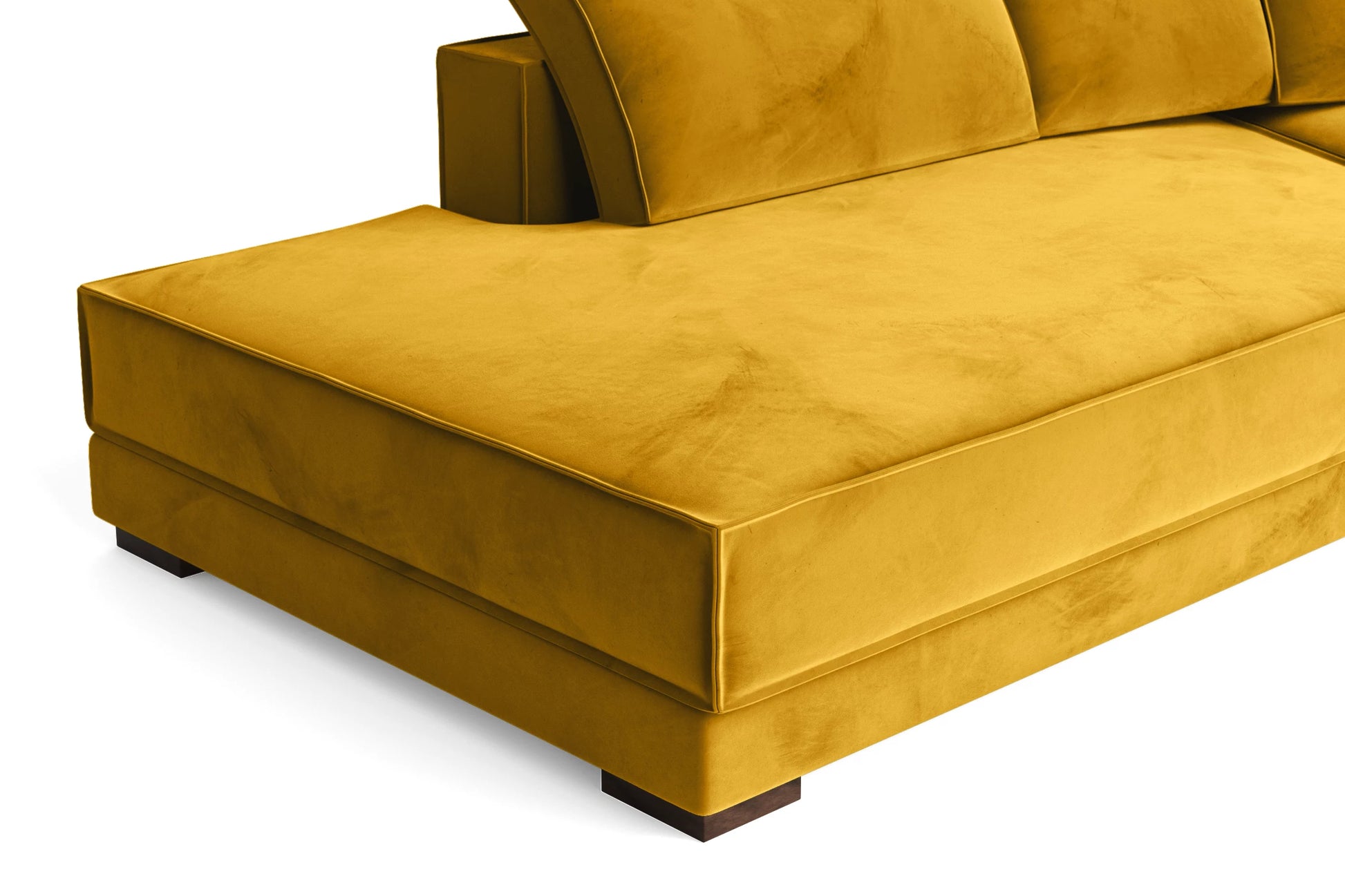 Bolzano 3 Seater Left Hand Facing Chaise Lounge Corner Sofa Yellow Velvet