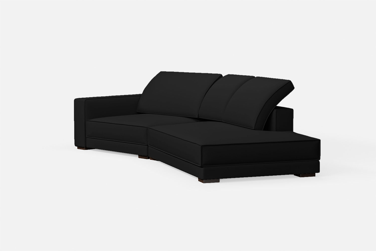 Bolzano 3 Seater Right Hand Facing Chaise Lounge Corner Sofa Black Leather