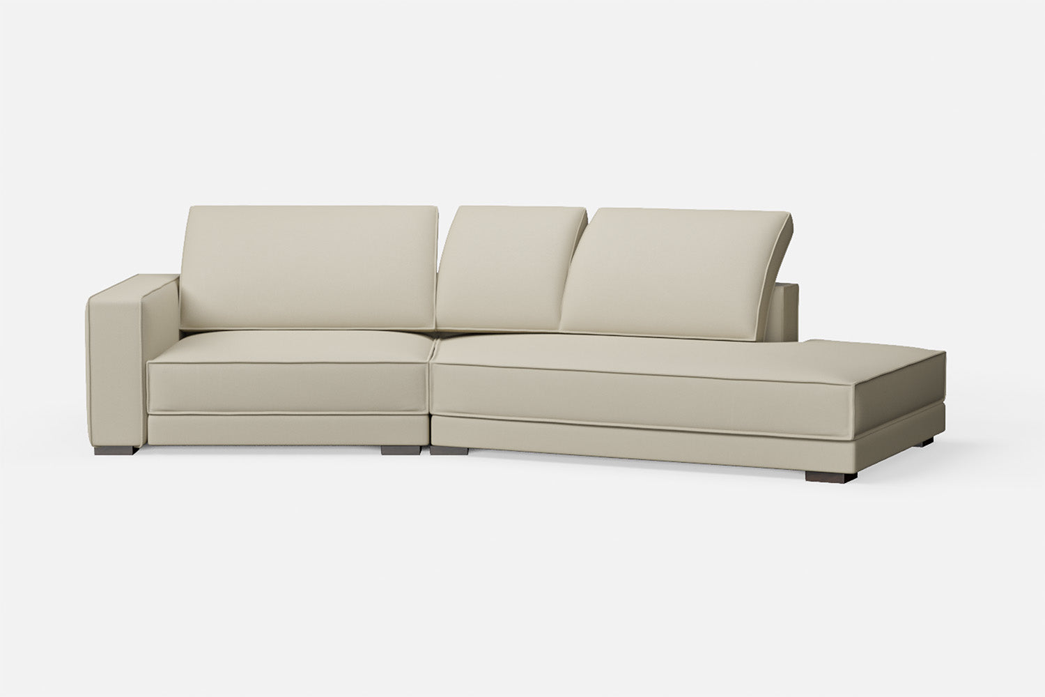 Bolzano 3 Seater Right Hand Facing Chaise Lounge Corner Sofa Cream Leather