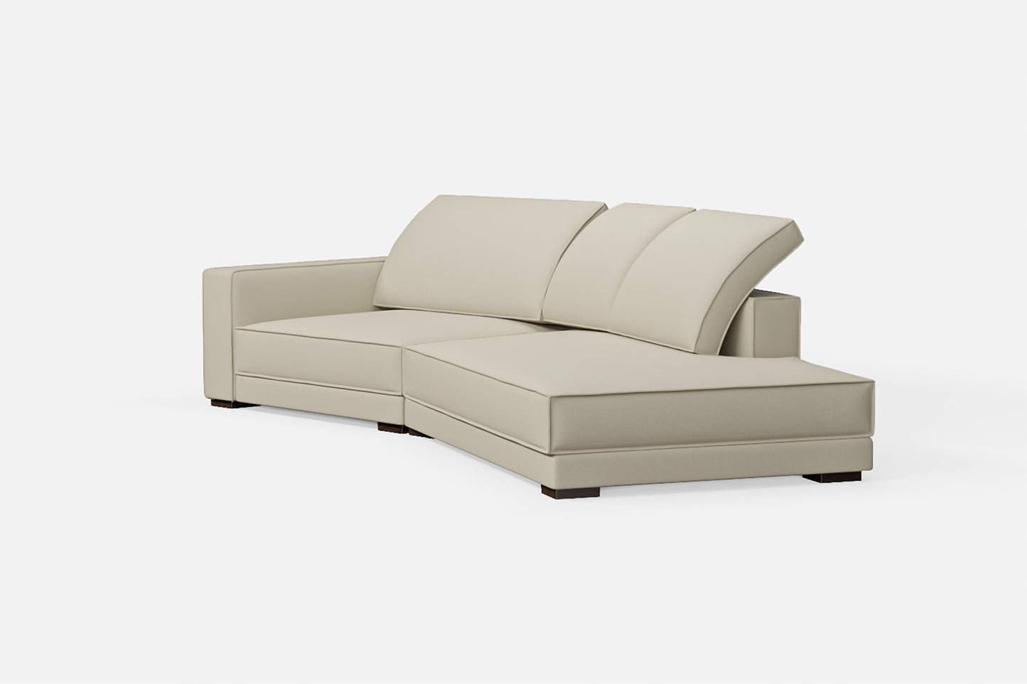 Bolzano 3 Seater Right Hand Facing Chaise Lounge Corner Sofa Cream Leather