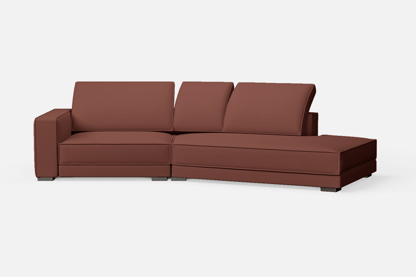 Bolzano 3 Seater Right Hand Facing Chaise Lounge Corner Sofa Mauve Leather