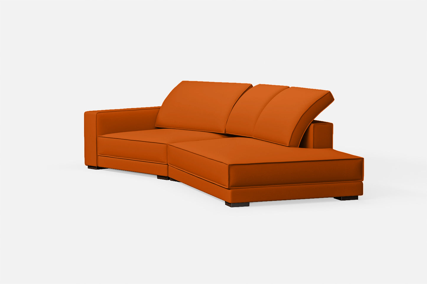 Bolzano 3 Seater Right Hand Facing Chaise Lounge Corner Sofa Orange Leather