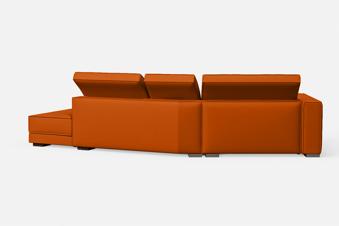 Bolzano 3 Seater Right Hand Facing Chaise Lounge Corner Sofa Orange Leather