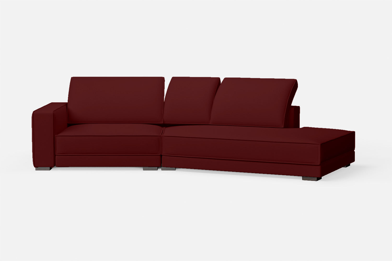 Bolzano 3 Seater Right Hand Facing Chaise Lounge Corner Sofa Red Leather