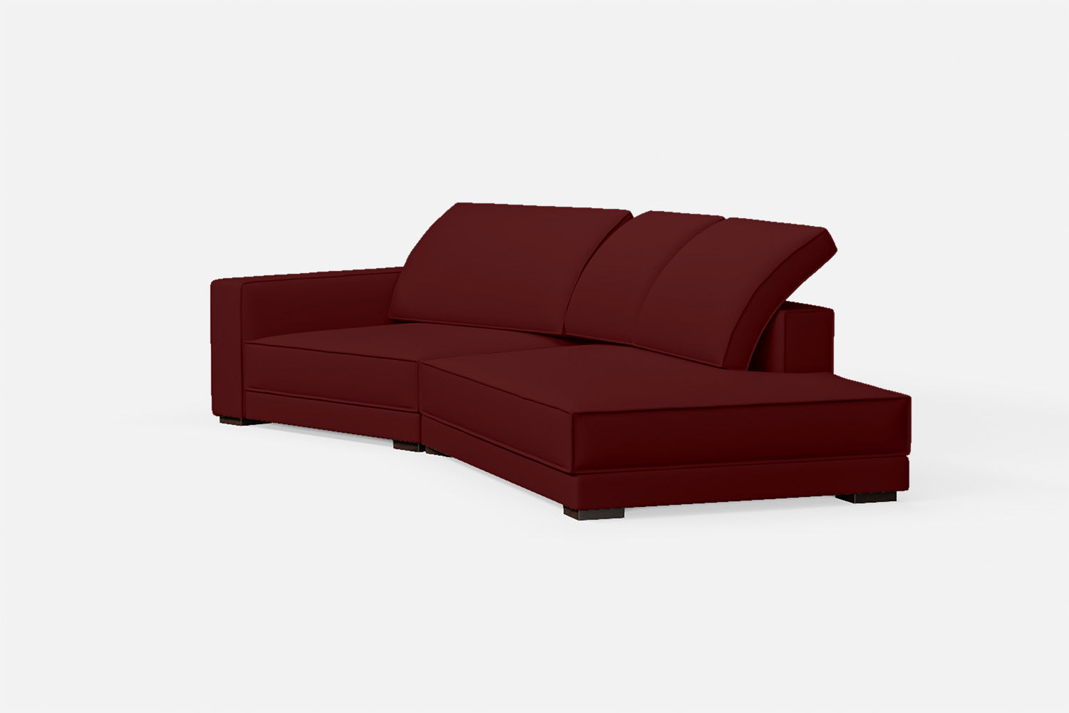 Bolzano 3 Seater Right Hand Facing Chaise Lounge Corner Sofa Red Leather