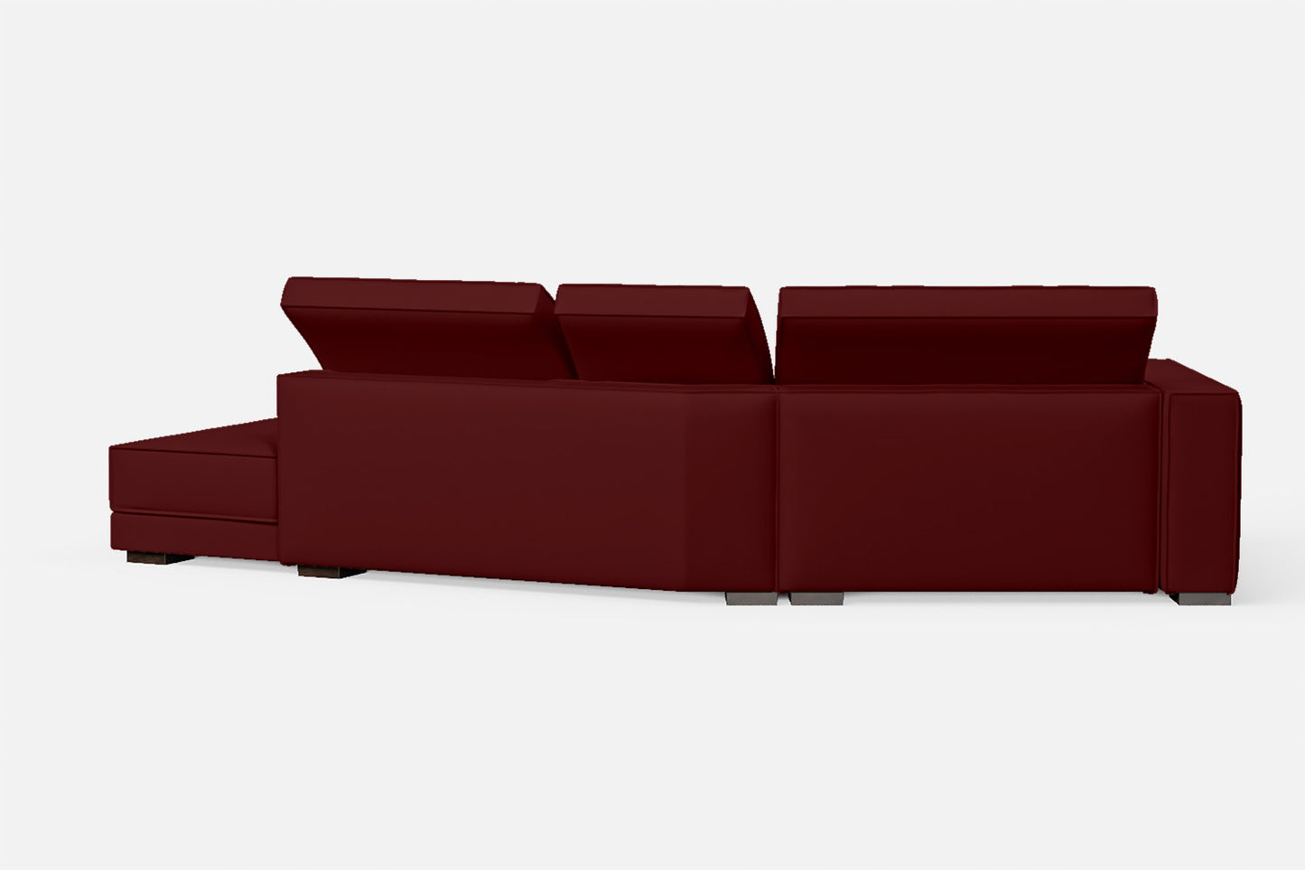 Bolzano 3 Seater Right Hand Facing Chaise Lounge Corner Sofa Red Leather