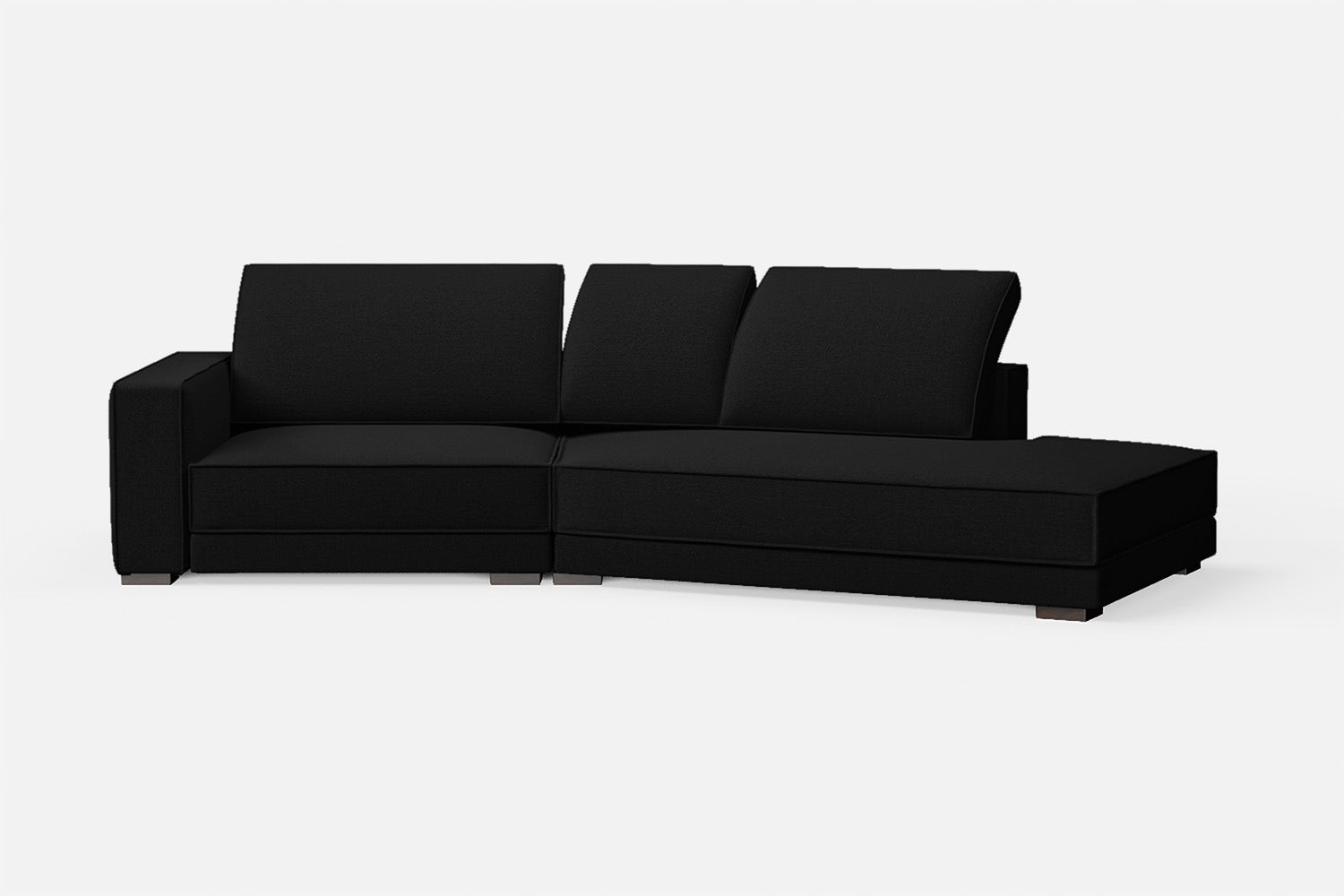 Bolzano 3 Seater Right Hand Facing Chaise Lounge Corner Sofa Black Linen Fabric