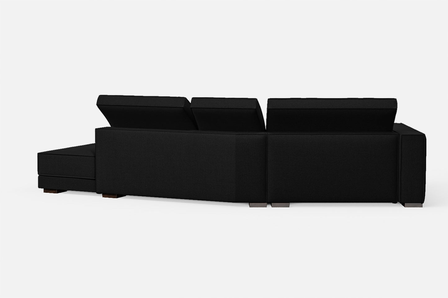 Bolzano 3 Seater Right Hand Facing Chaise Lounge Corner Sofa Black Linen Fabric