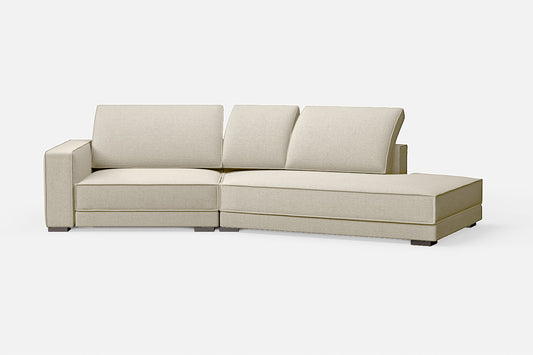 Bolzano 3 Seater Right Hand Facing Chaise Lounge Corner Sofa Cream Linen Fabric