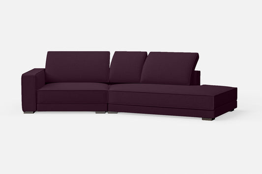 Bolzano 3 Seater Right Hand Facing Chaise Lounge Corner Sofa Purple Linen Fabric