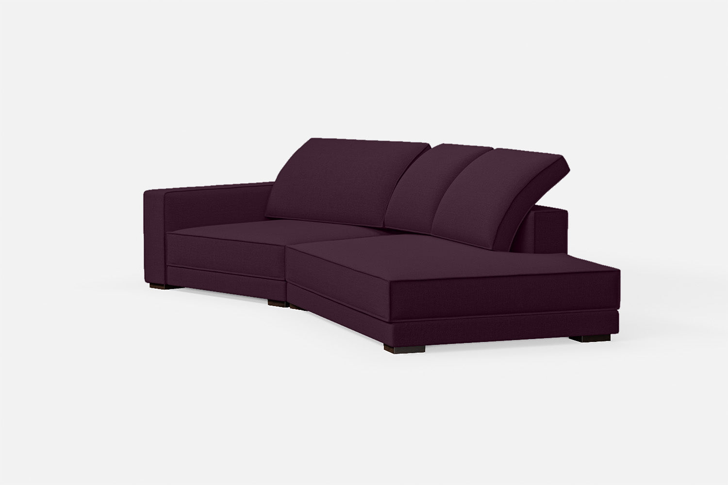 Bolzano 3 Seater Right Hand Facing Chaise Lounge Corner Sofa Purple Linen Fabric