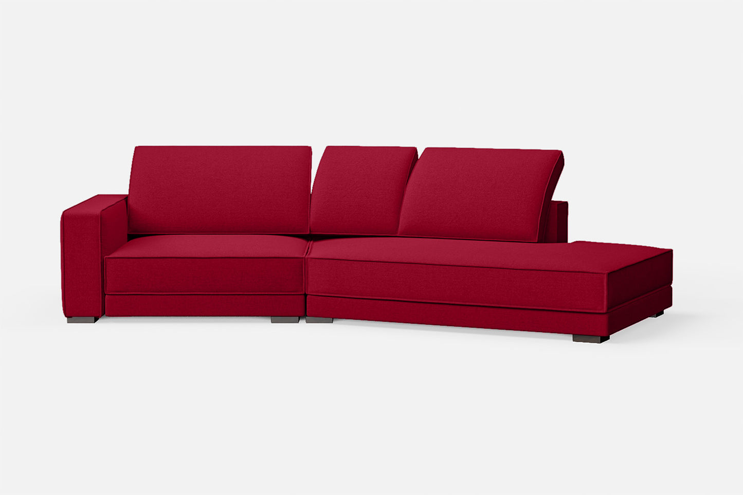 Bolzano 3 Seater Right Hand Facing Chaise Lounge Corner Sofa Red Linen Fabric