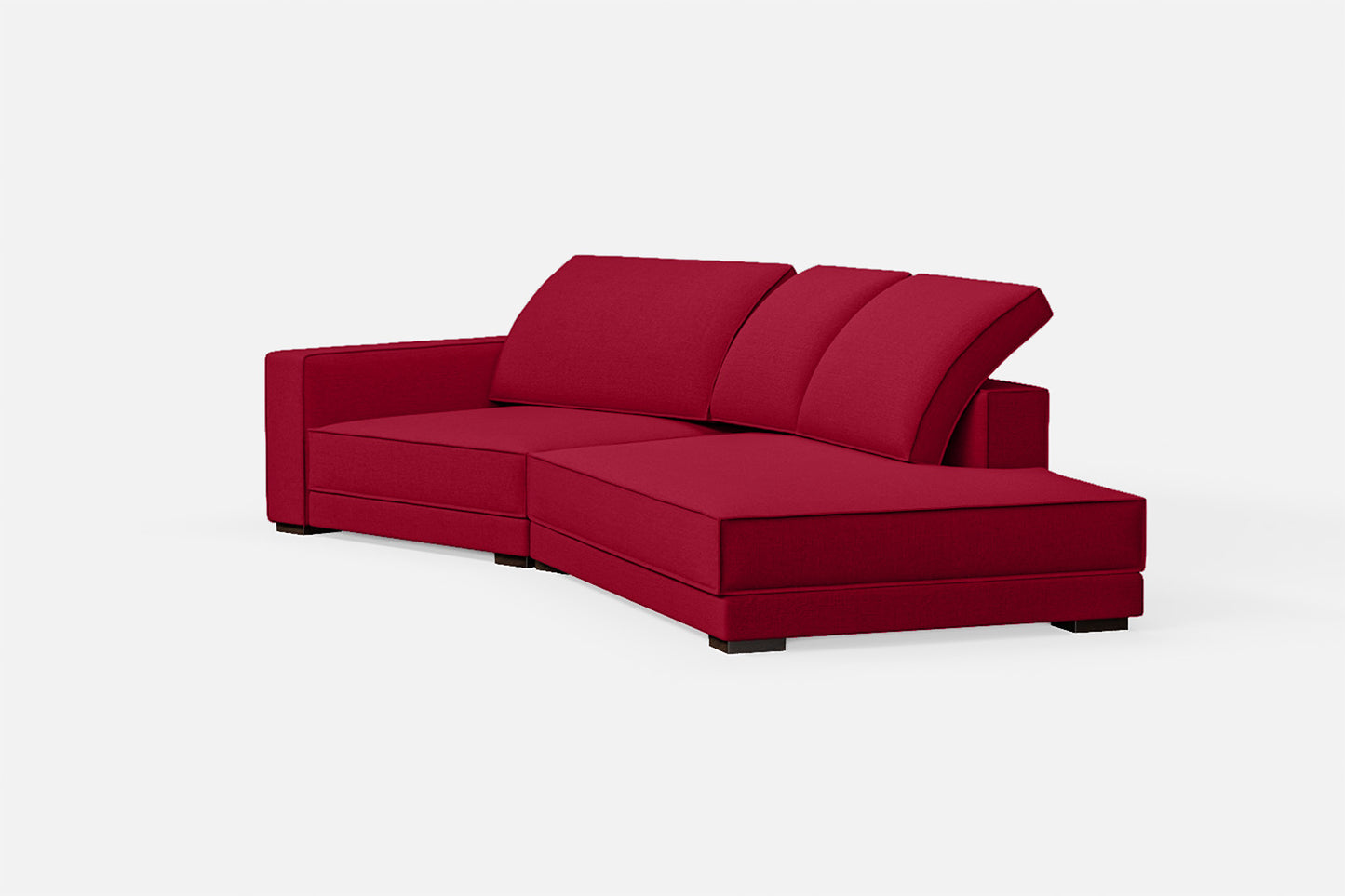 Bolzano 3 Seater Right Hand Facing Chaise Lounge Corner Sofa Red Linen Fabric