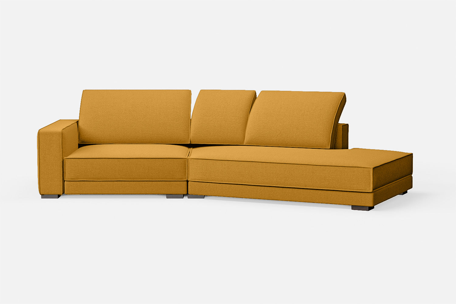 Bolzano 3 Seater Right Hand Facing Chaise Lounge Corner Sofa Yellow Linen Fabric